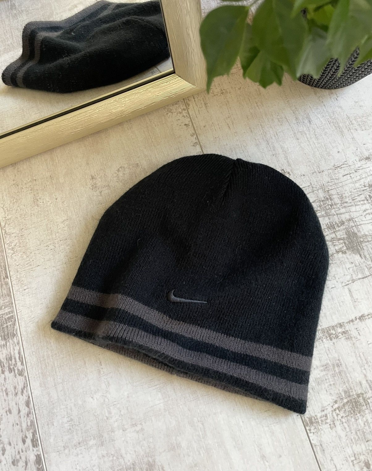 Nike × Vintage Nike 90’s Hats Vintage Y2K 2/1 Black/Brey Swoosh Size ONE SIZE - 3 Thumbnail