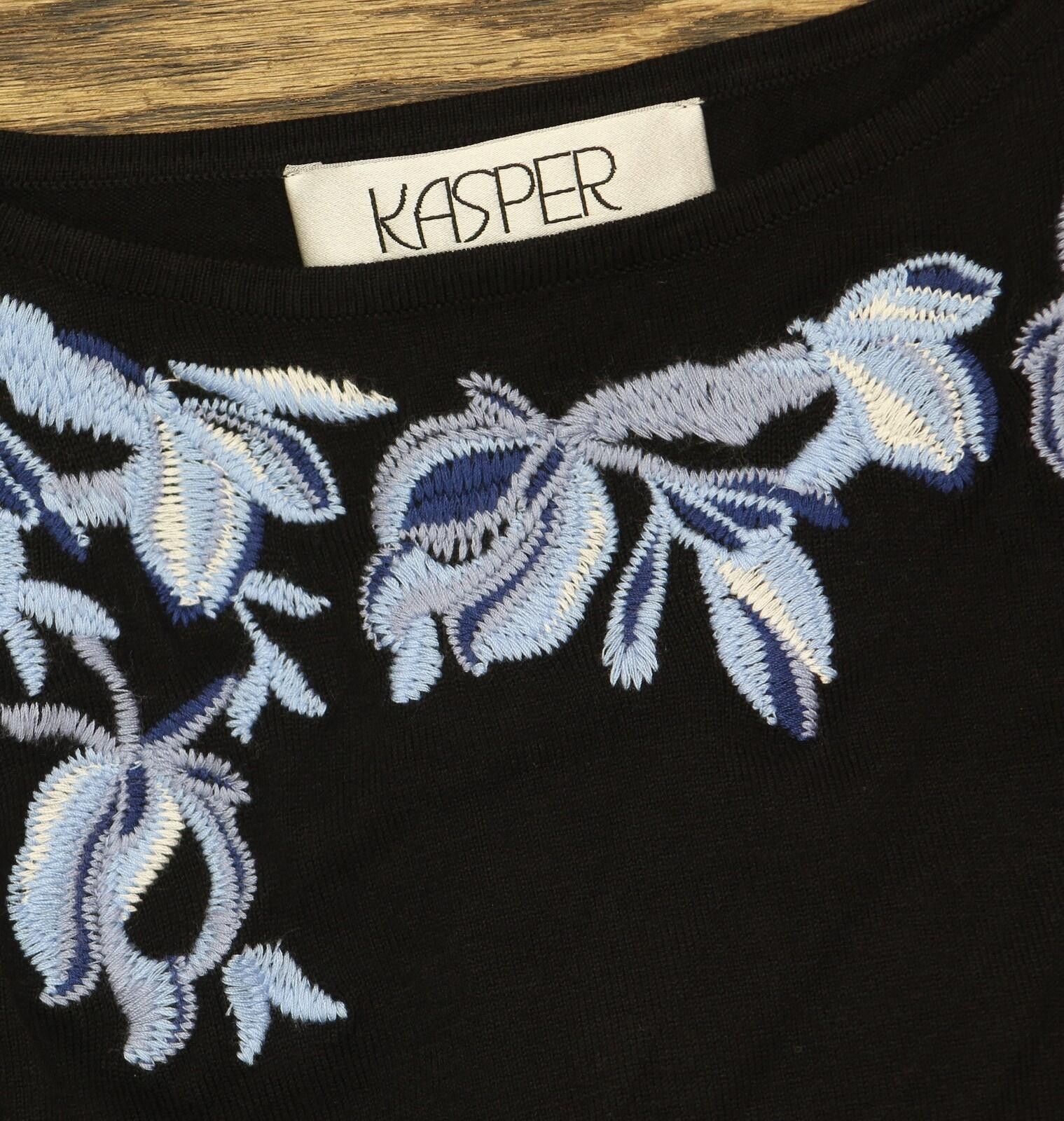 Other Nwt Kasper Knit Embroidered Top 10924833 Black Multi L Size L / US 10 / IT 46 - 6 Thumbnail