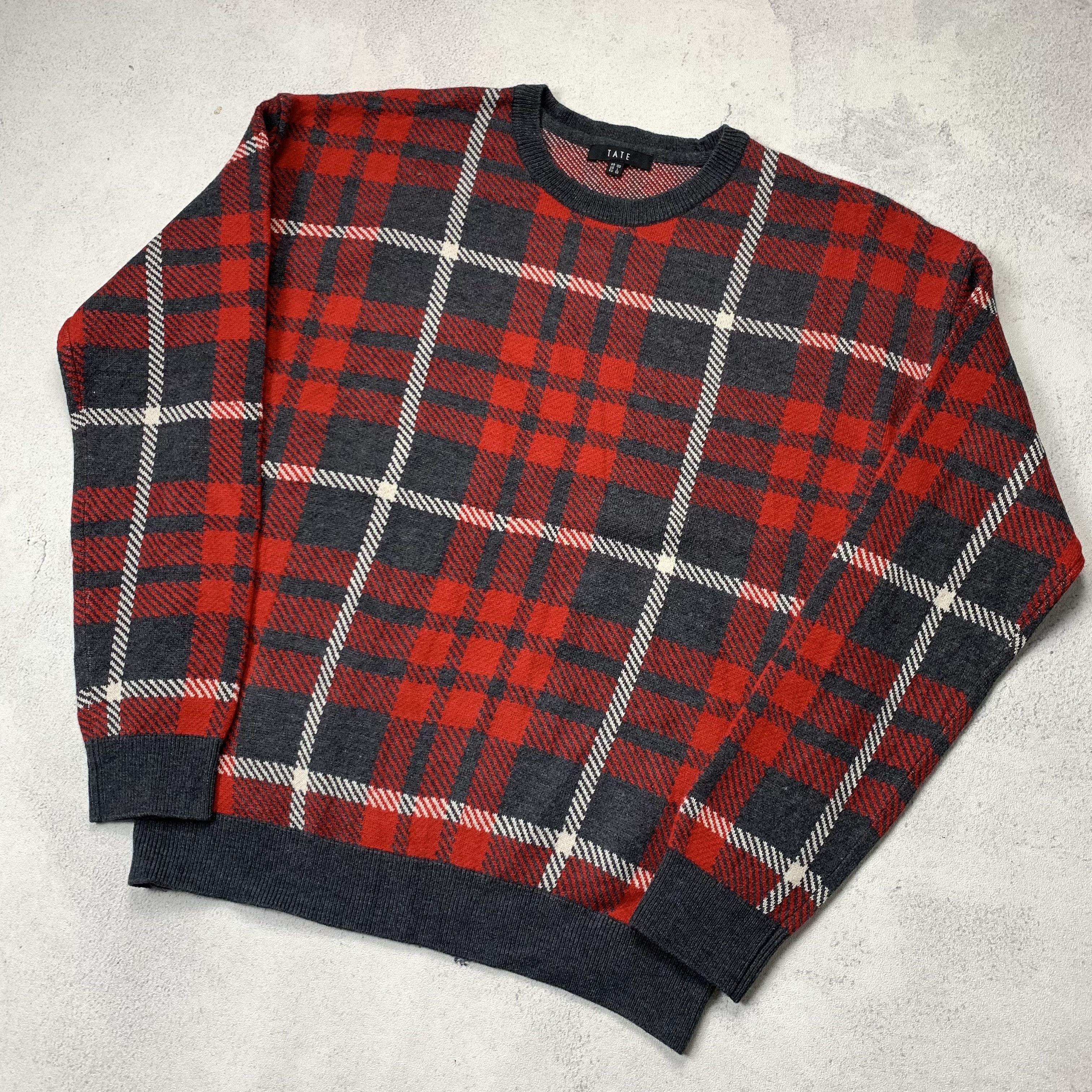 Japanese Brand Tate Knit Sweater Plaid Tartan Jumper Size US L / EU 52-54 / 3 - 2 Thumbnail