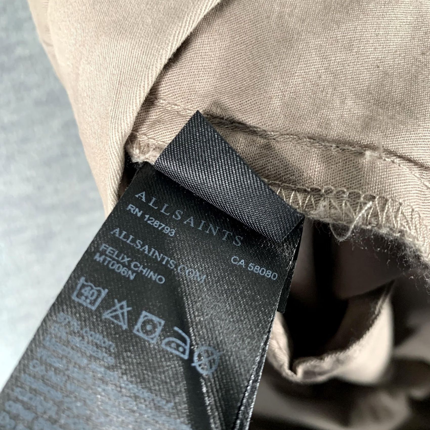 Allsaints AllSaints Mens Beige Felix Chino Pants Slim Fit Stretch Casual Tapered Leg 33x30 Size US 32 / EU 48 - 6 Thumbnail