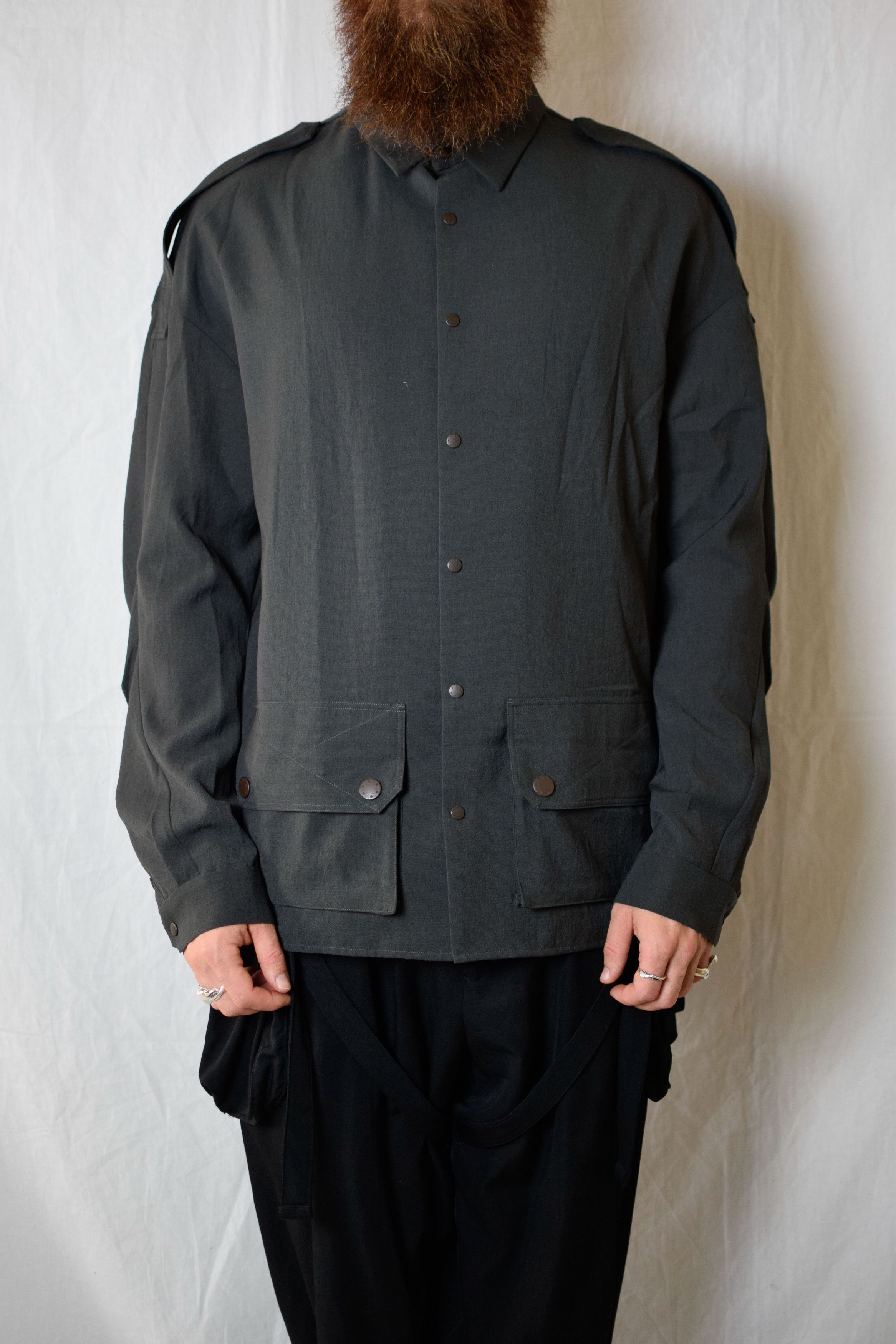 Devoa Devoa SS25 Sample Gray Hybrid Shirt - SHC-LSRSP Size US L / EU 52-54 / 3 - 1 Thumbnail