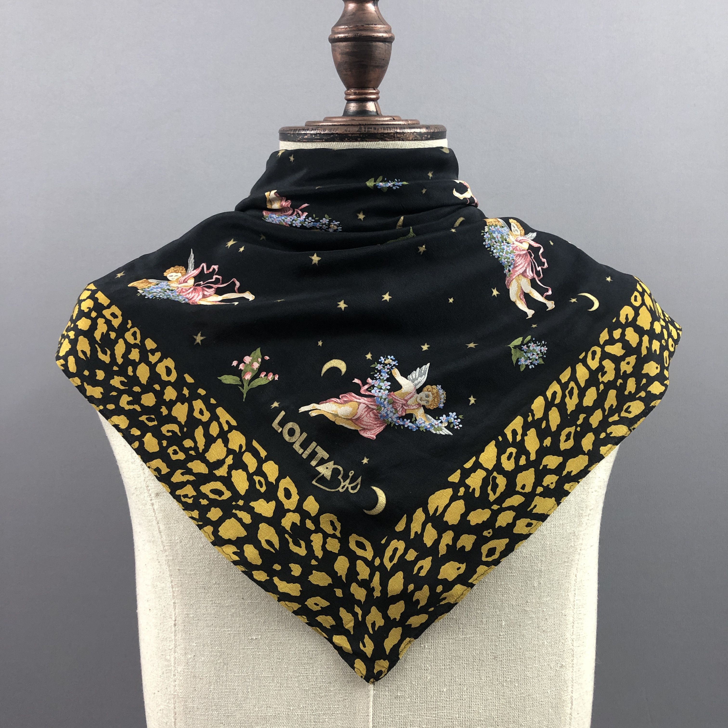 Other Vintage Lolita SILK Scarf Twill Stole Wraps Scarves Size ONE SIZE - 2 Thumbnail