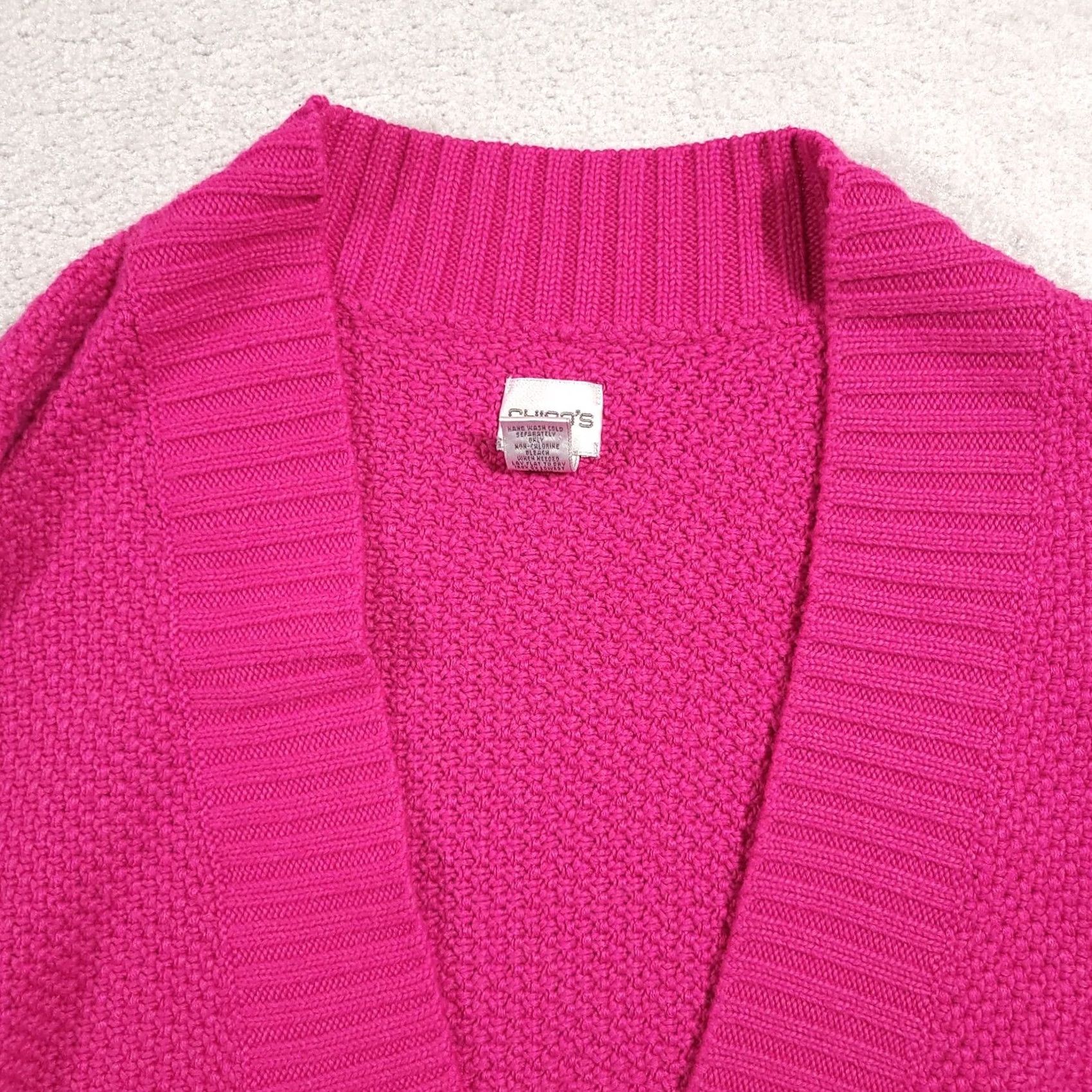 Vintage Chico's Cardigan Women's Open Front Wool Blend Pink 1 Medium 1/2 Sleeve Knit Basic Classic Travel Fall Spring Winter Shirt? Size M / US 6-8 / IT 42-44 - 3 Thumbnail