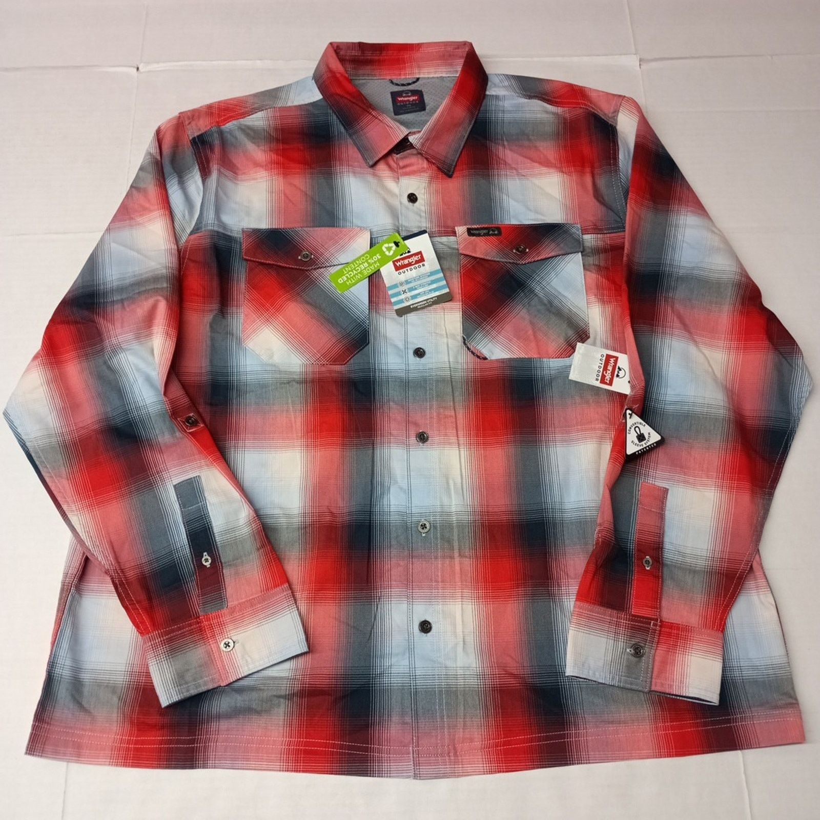 Wrangler Wrangler Shirt Men's 2XL Red Plaid Convertible Sleeves Size US XXL / EU 58 / 5 - 1 Thumbnail