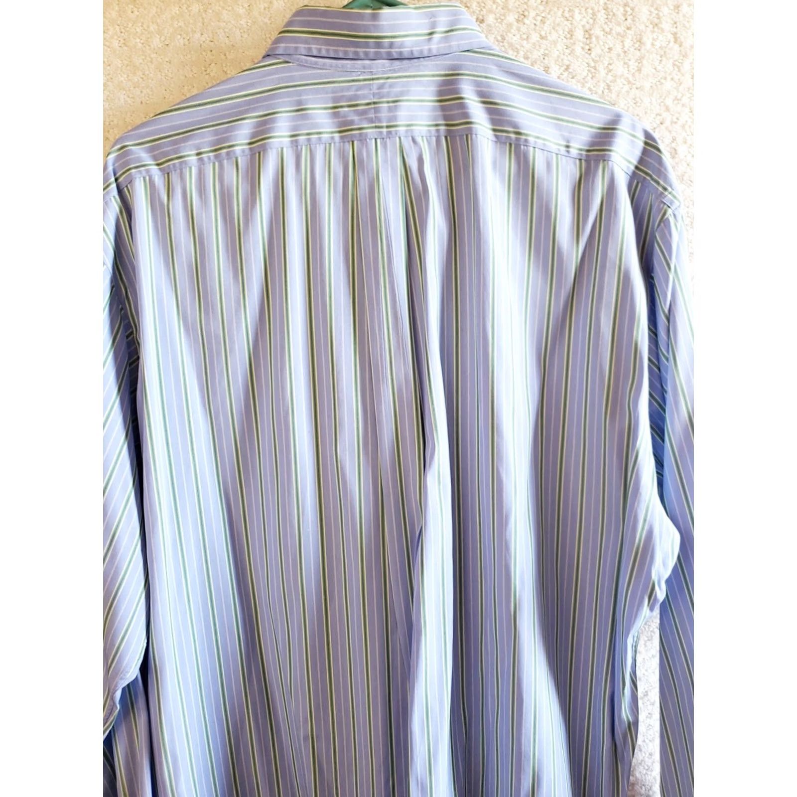 Ralph Lauren Ralph Lauren Men's Classic Fit Button-Down Shirt Blue Green-Striped Long Sleeve Shirt L Image? (Note: This item is pre-owned; dry clean tag). Size US L / EU 52-54 / 3 - 7 Thumbnail