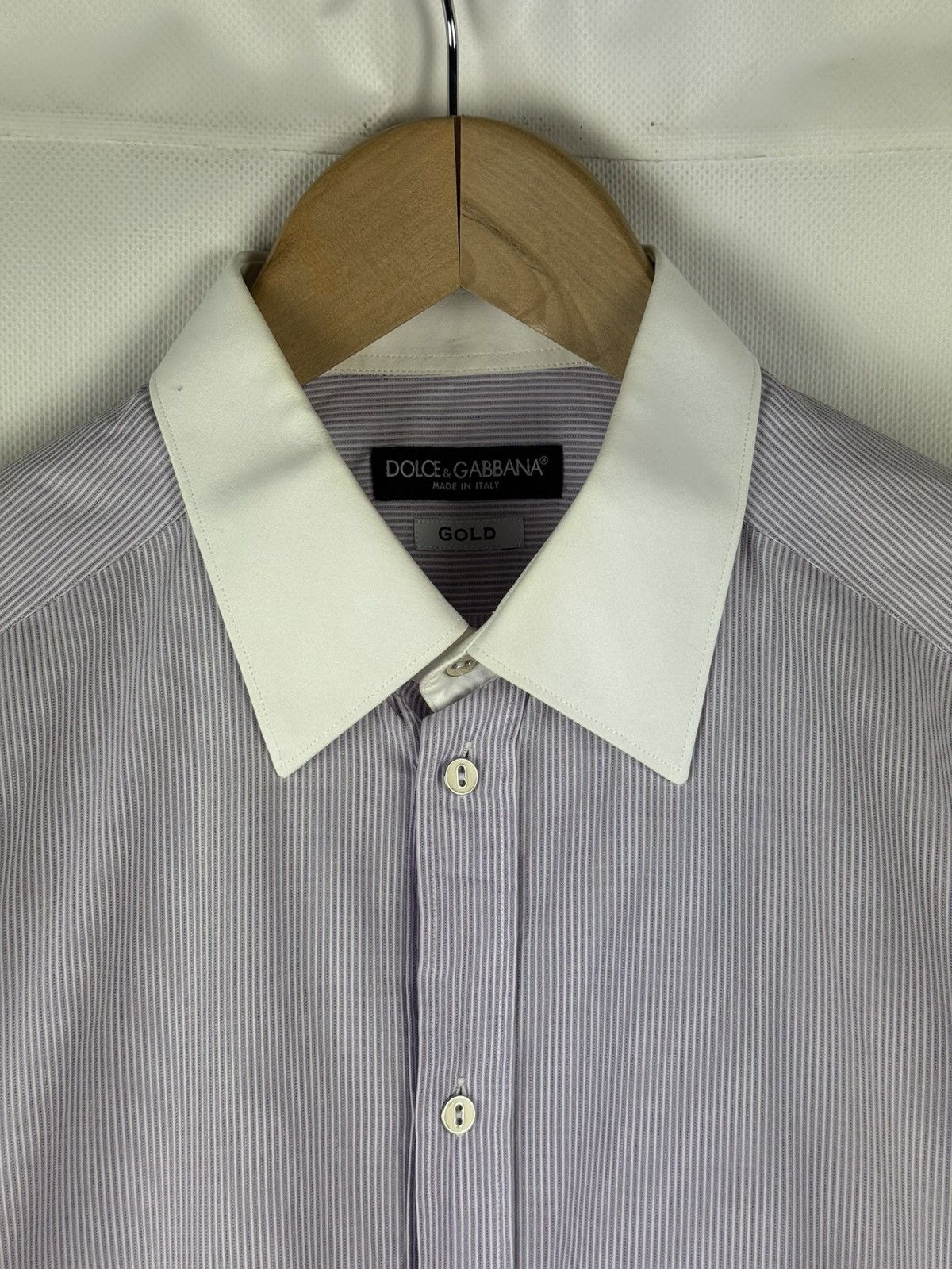 Dolce & Gabbana Dolce & Gabbana Gold L/S Button Up Dress Striped Shirt Size US M / EU 48-50 / 2 - 6 Thumbnail