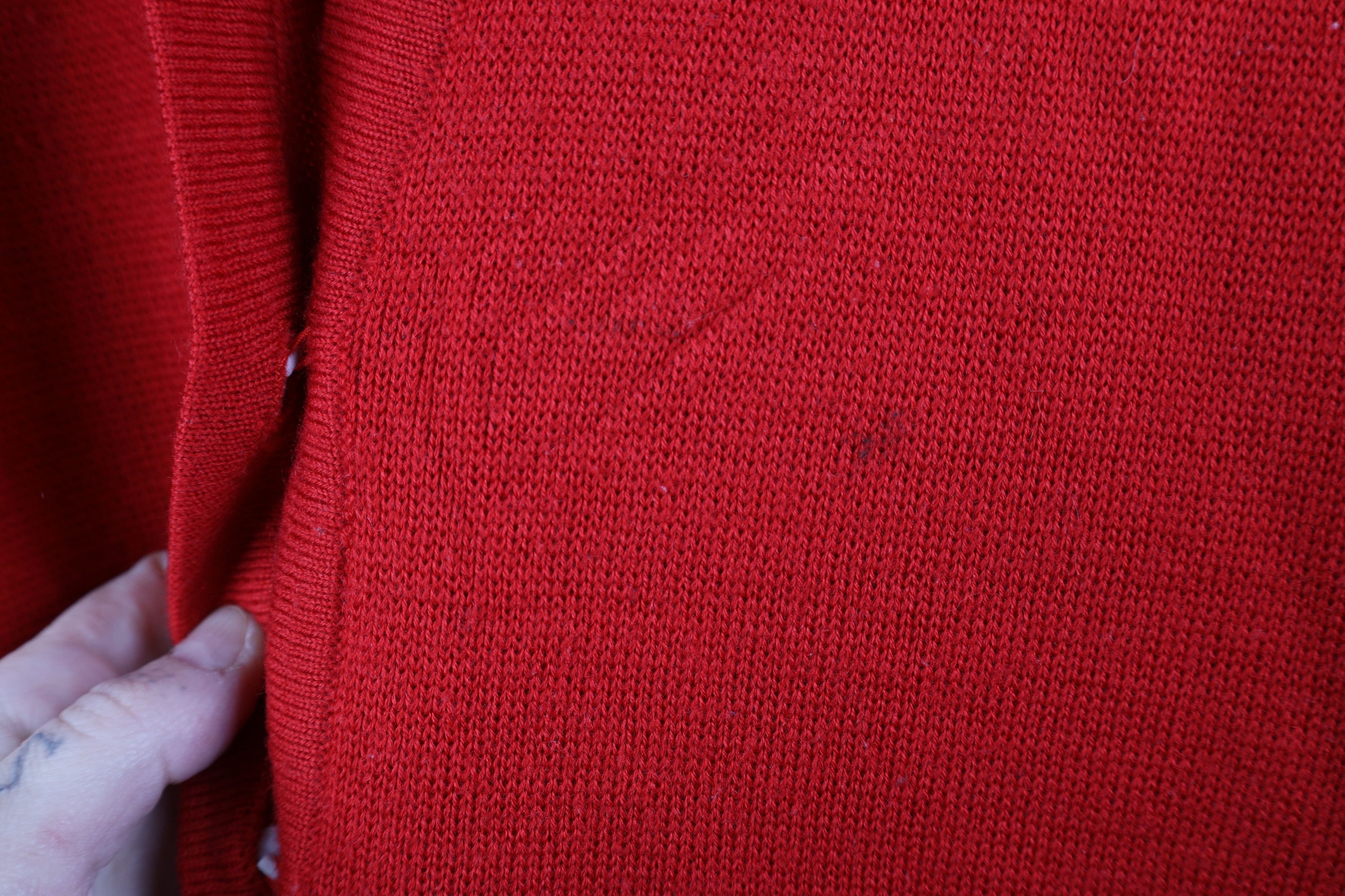 Vintage Vintage 90s Streetwear Wool Blend Knit Cardigan Sweater Red Size M / US 6-8 / IT 42-44 - 6 Thumbnail