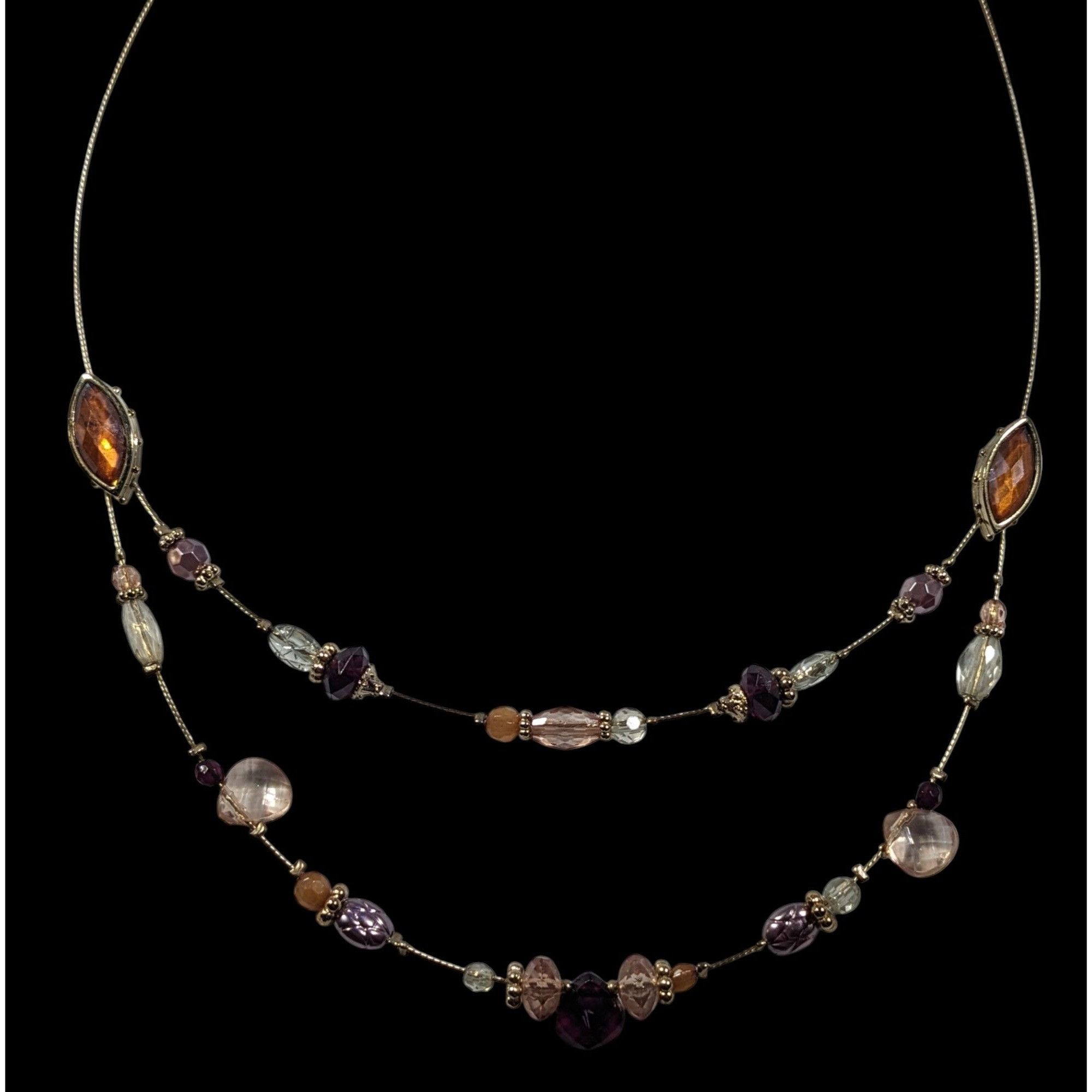 Other Whimsical Purple And Gold Tone Floating Multilayer Necklace Size ONE SIZE - 2 Thumbnail