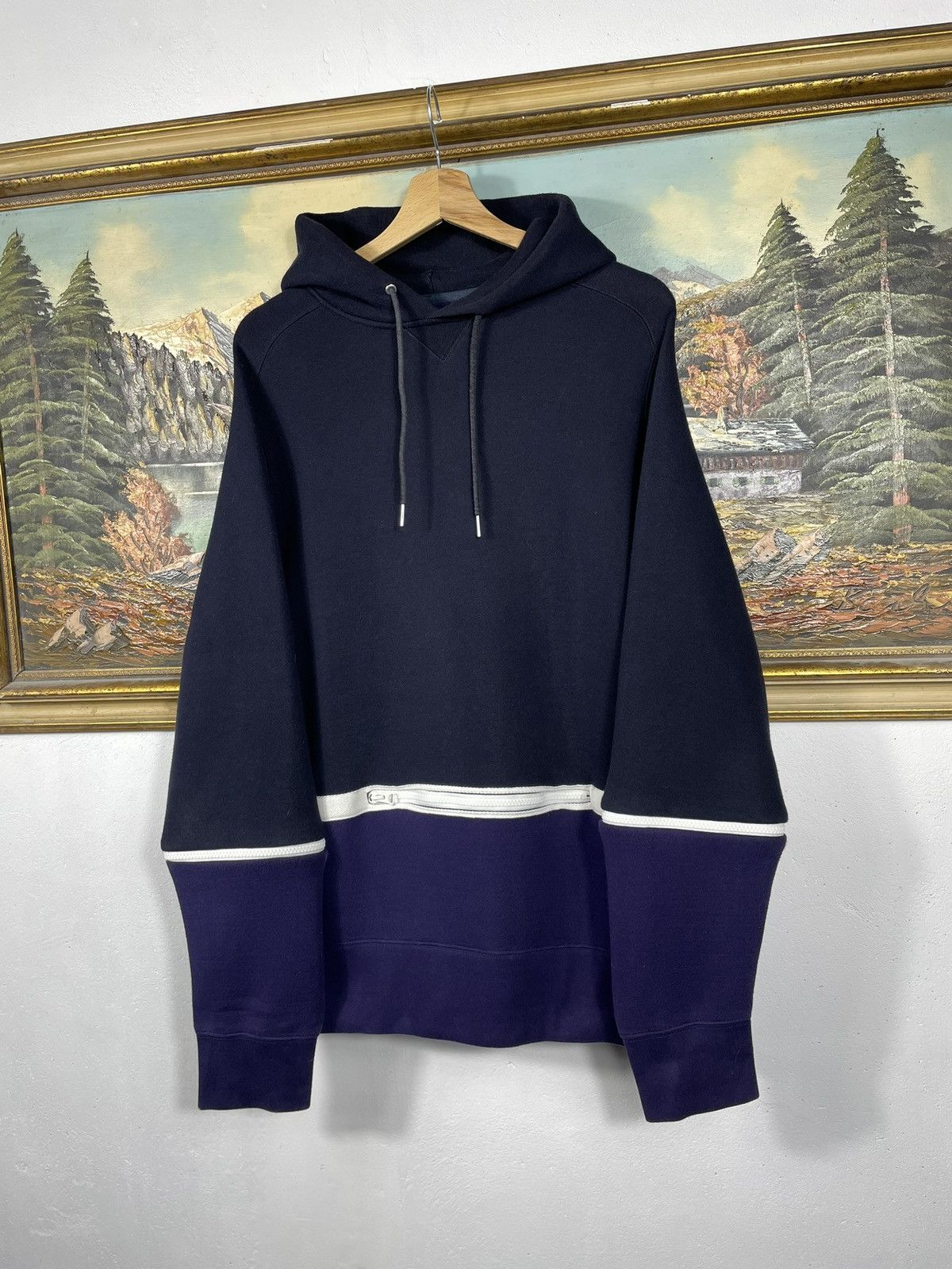 Designer × Japanese Brand × Sacai Sacai Navy Sponge Hoodie Sweatshirt Japanese Band Size US L / EU 52-54 / 3 - 2 Thumbnail