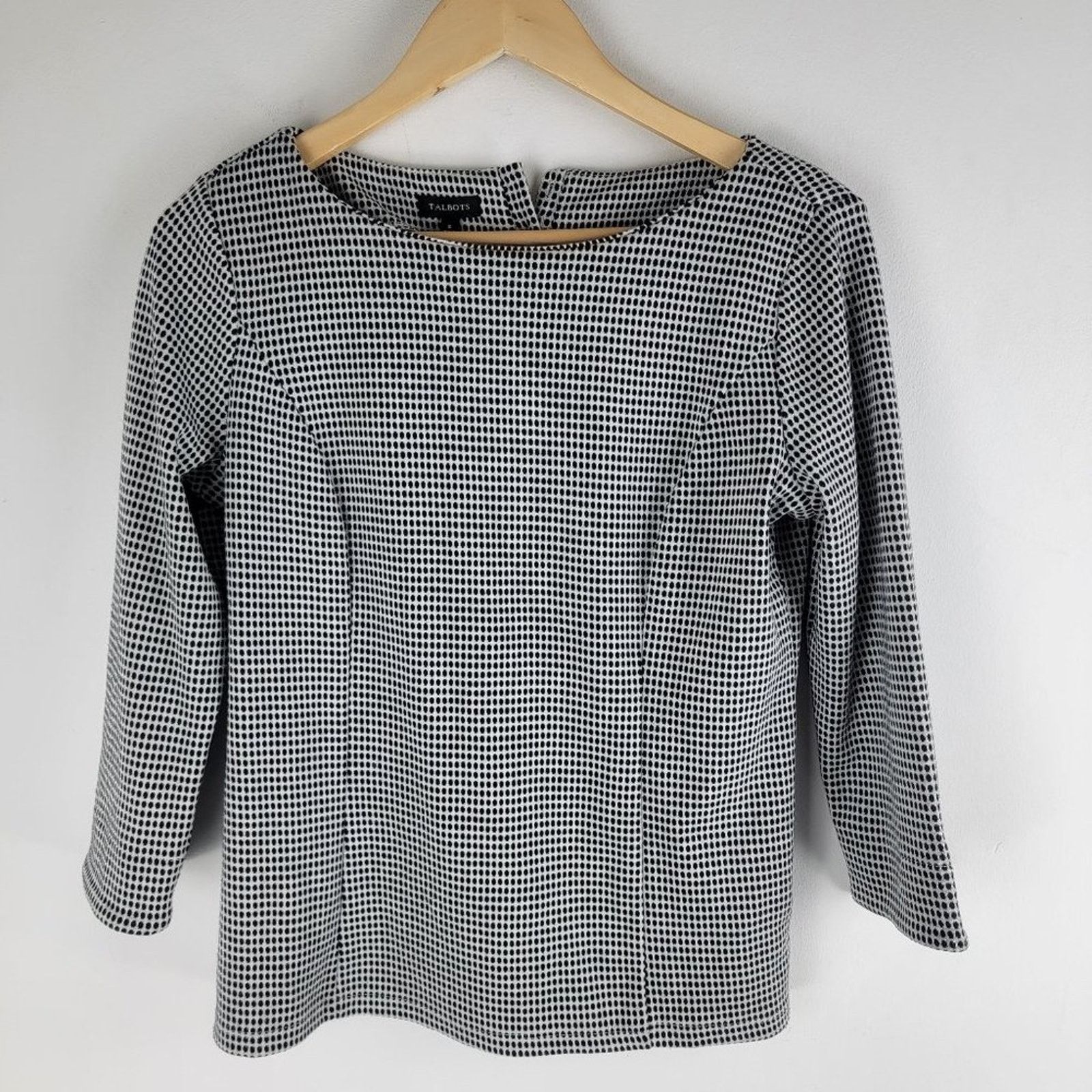 Talbots NEW Talbots Polka Dot 3/4 Sleeve Blouse Buttons Stretch Size S / US 4 / IT 40 - 2 Thumbnail