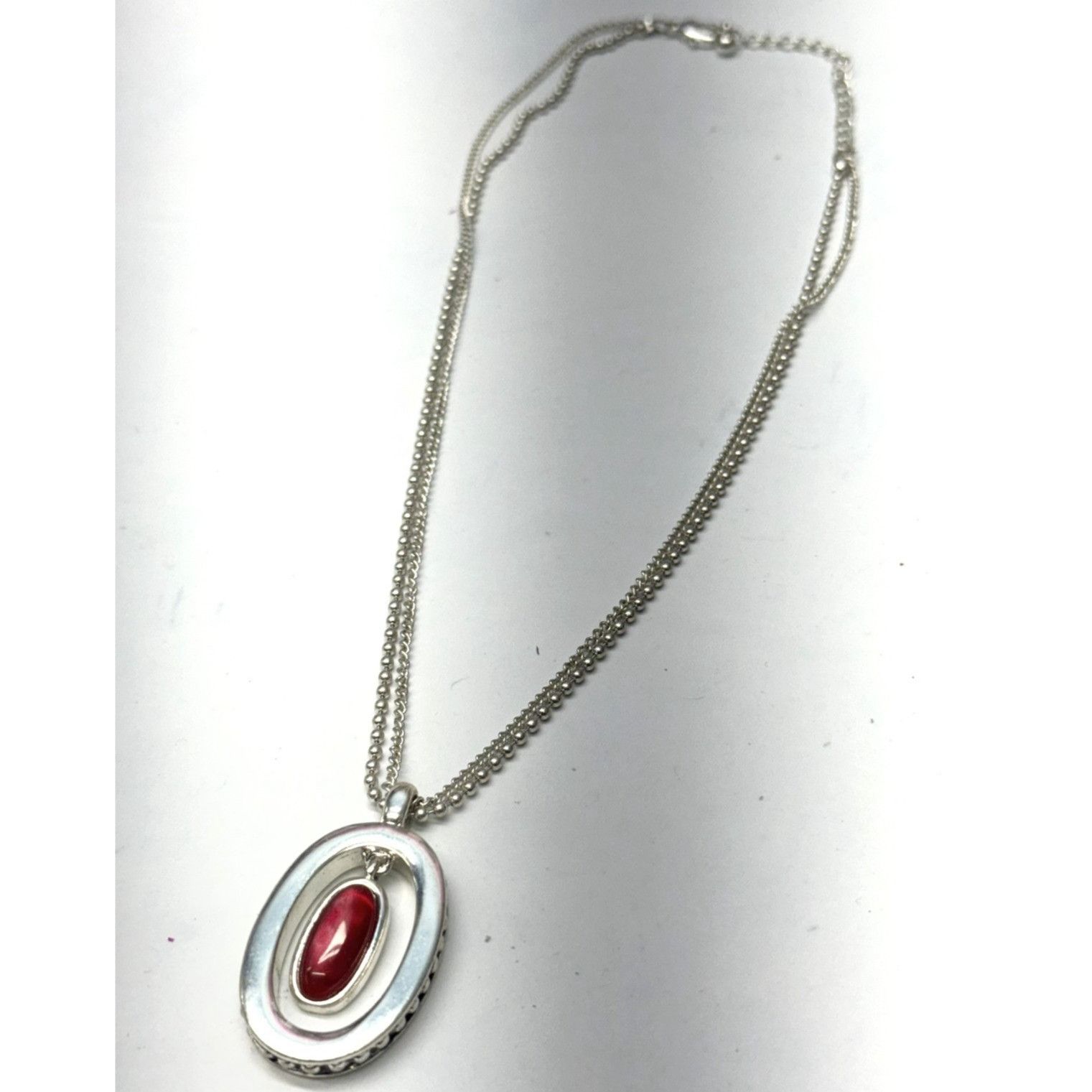 Vintage Vintage silver tone double chain pendant necklace Size ONE SIZE - 1 Thumbnail