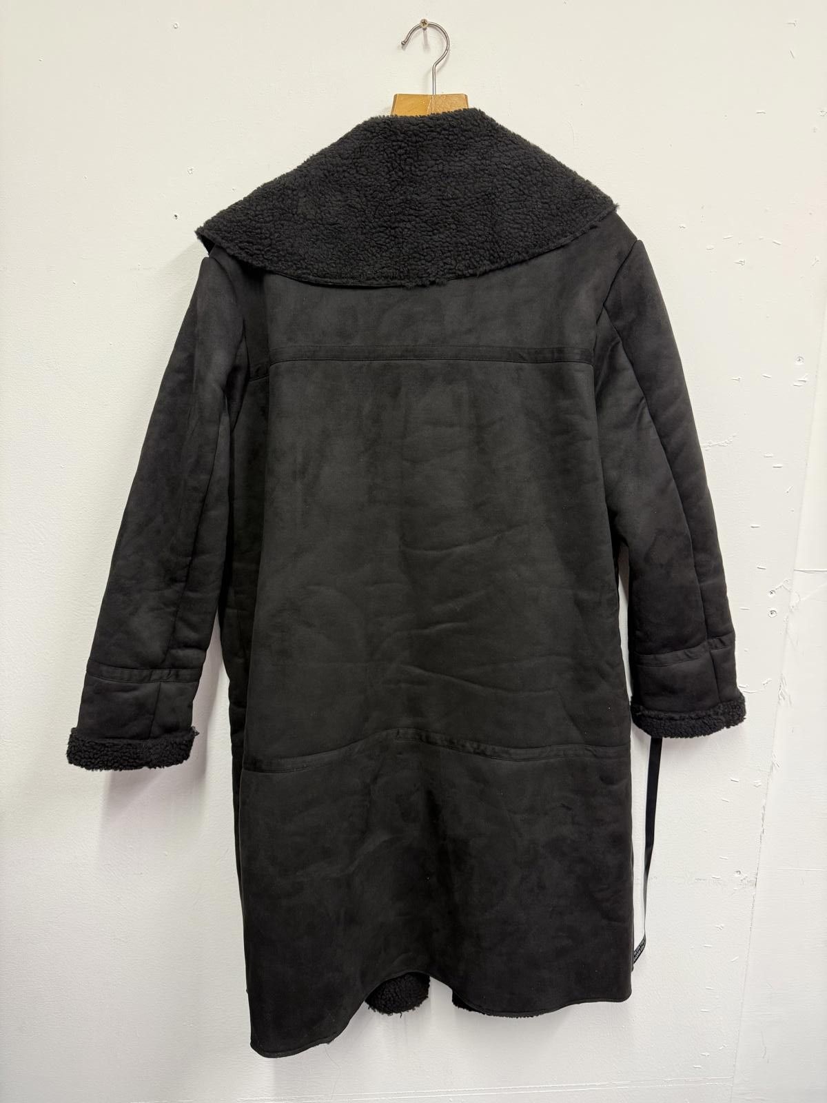 Boohoo Boohoo Women's Black Faux Shearling Long Coat Size L / US 10 / IT 46 - 2 Thumbnail