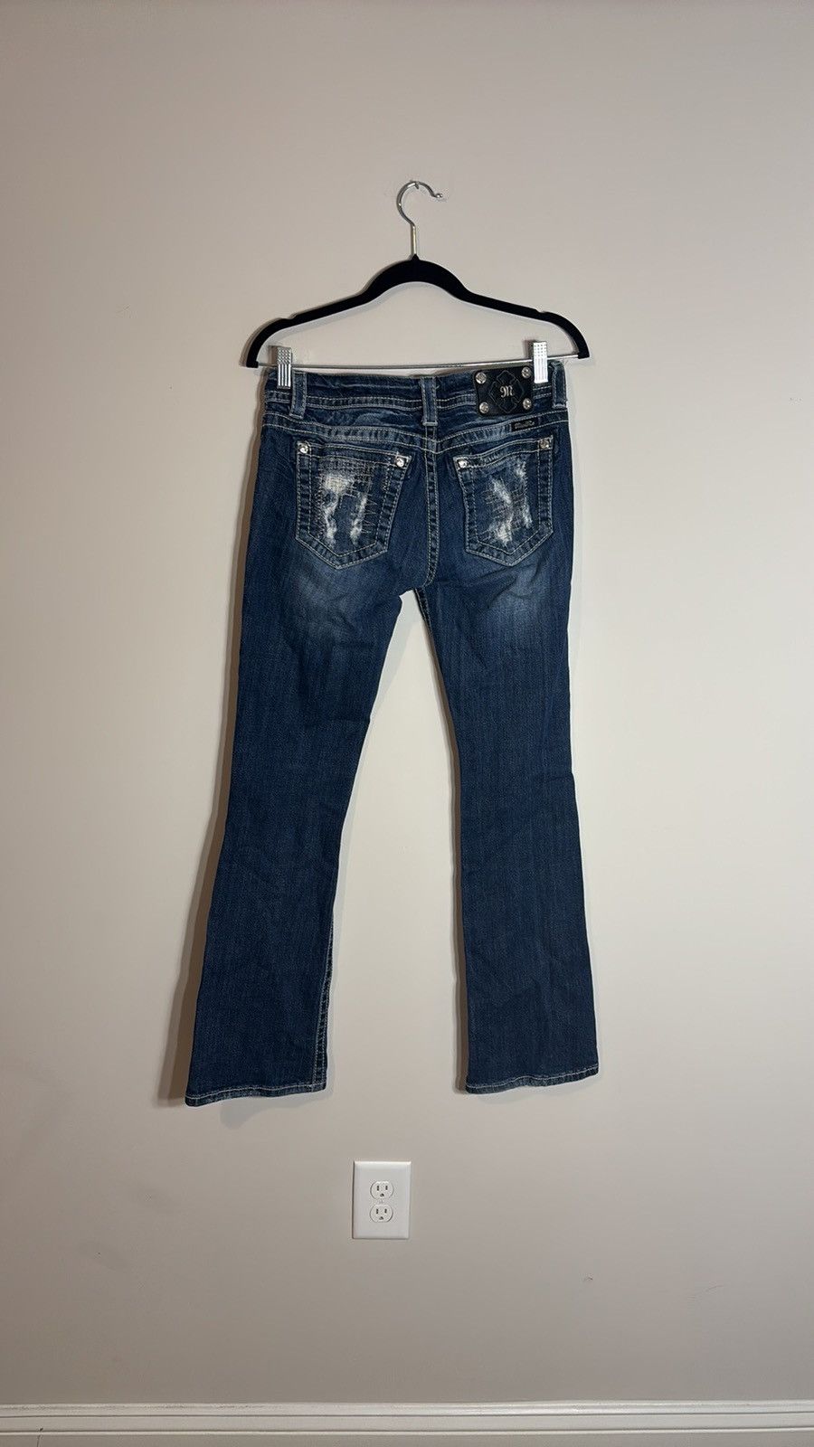 Miss Me Miss Me Jeans Size 28 Bootcut JE8037BR Blue Faded Distressed Size 29" - 4 Thumbnail