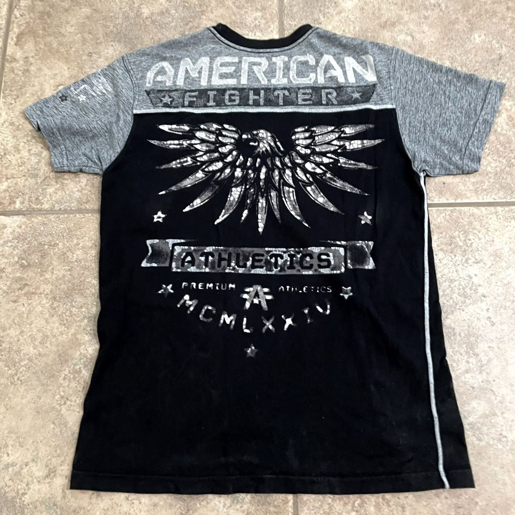 Vintage American Fighter T-Shirt Mens M Black Graphic Tee Size US M / EU 48-50 / 2 - 5 Thumbnail