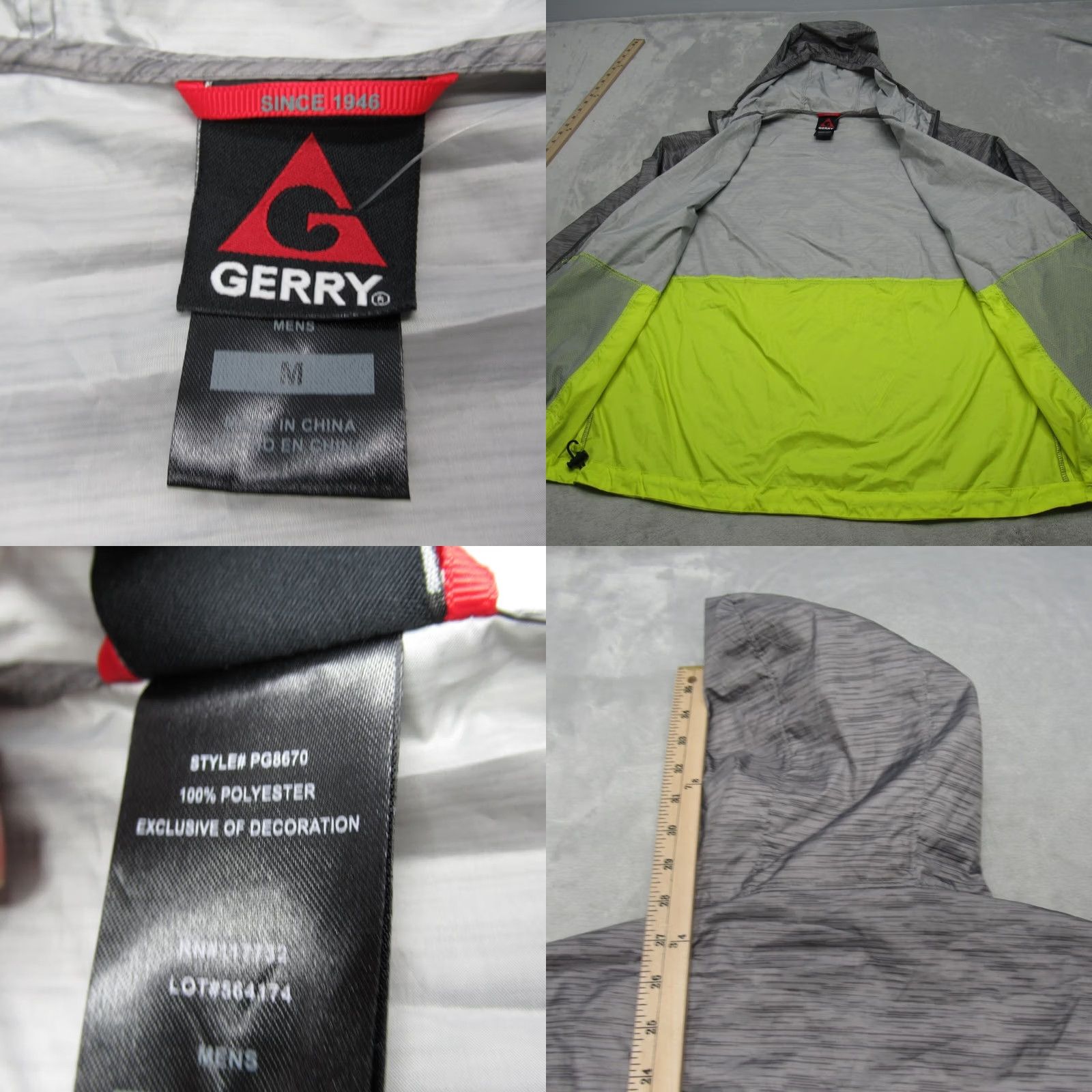 Vintage Gerry Jacket Mens Medium Gray YLW Lightweight Packable Hood Full Zip Windbreaker Size US M / EU 48-50 / 2 - 8 Thumbnail