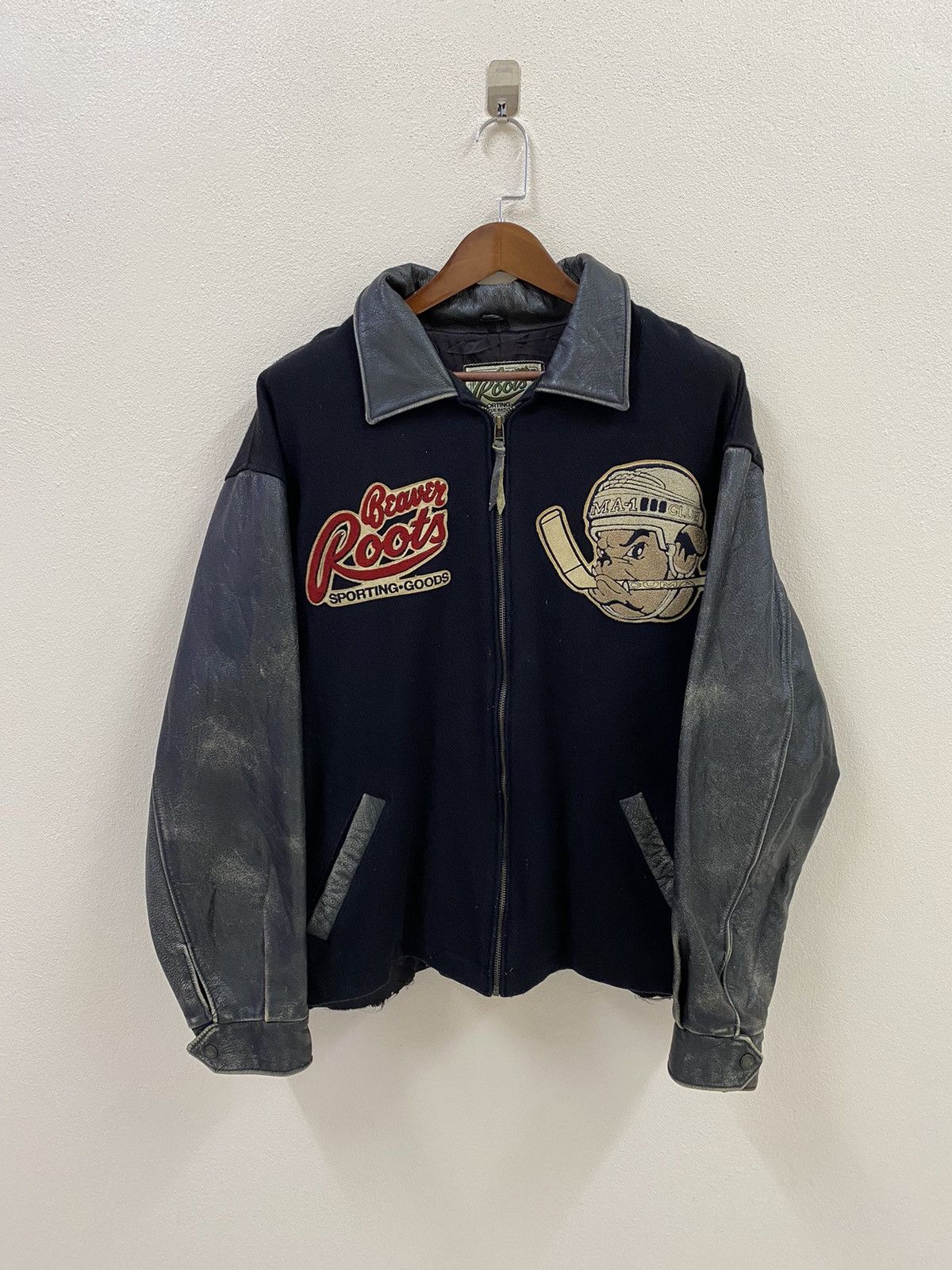 Vintage Vtg Varsity 80s Wool Jacket Beaver Roots Canada Size US XL / EU 56 / 4 - 2 Thumbnail