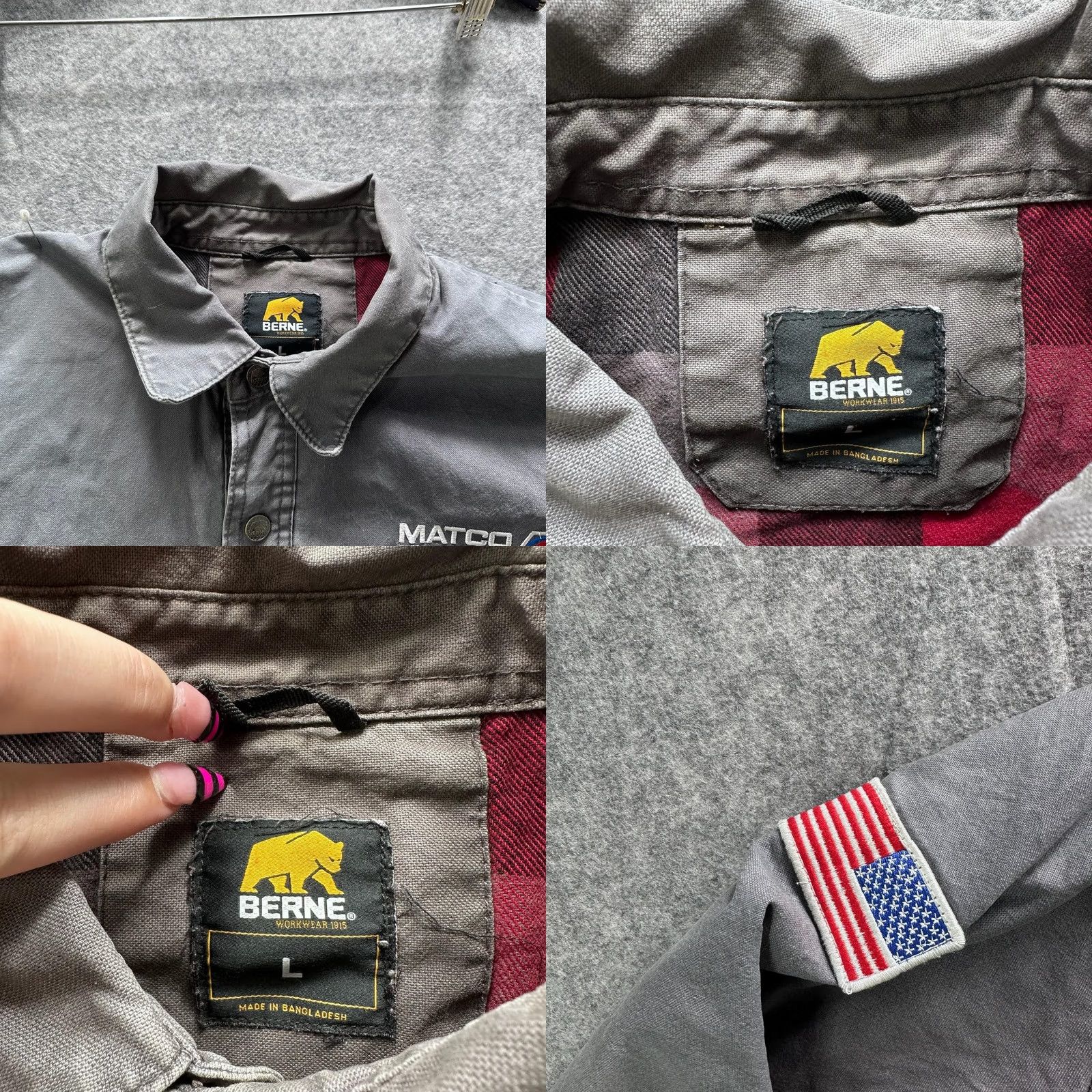 Vintage VINTAGE Berne Jacket Mens L Gray Matco Tools Canvas Flannel Lined Workwear USA Flag Size US L / EU 52-54 / 3 - 8 Thumbnail