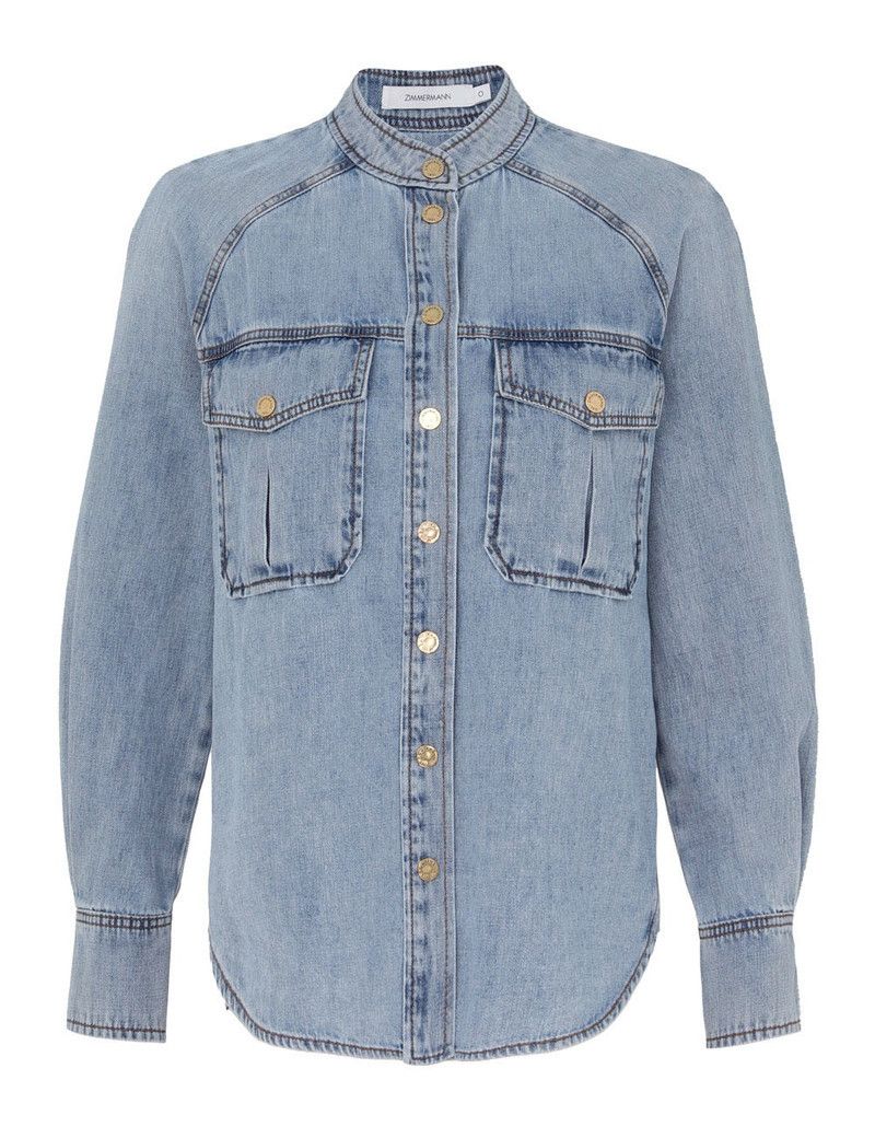 Zimmermann oc11z0226 Illuminate Scoop Denim Shirt in Blue Size M / US 6-8 / IT 42-44 - 1 Thumbnail