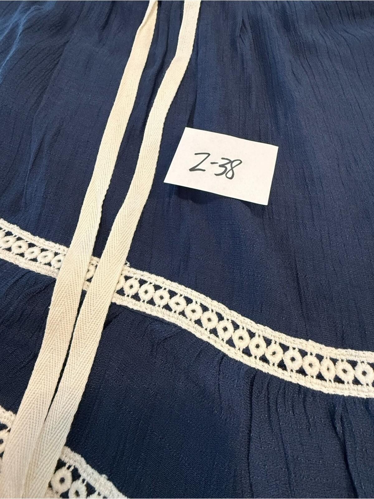 Other Umgee navy blue bohemian mini skirt white lace SZ SM Size 28" / US 6 / IT 42 - 9 Thumbnail