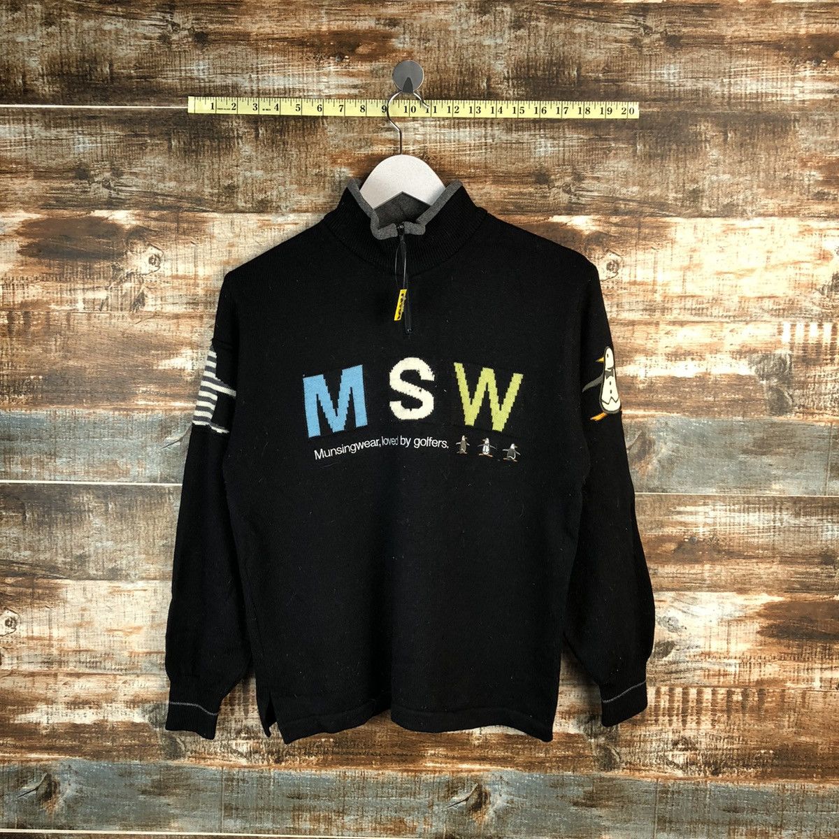Homespun Knitwear × Japanese Brand × Vintage MSW munsingwear Black Knitwear sweatshirt #A1560 Size US S / EU 44-46 / 1 - 1 Thumbnail