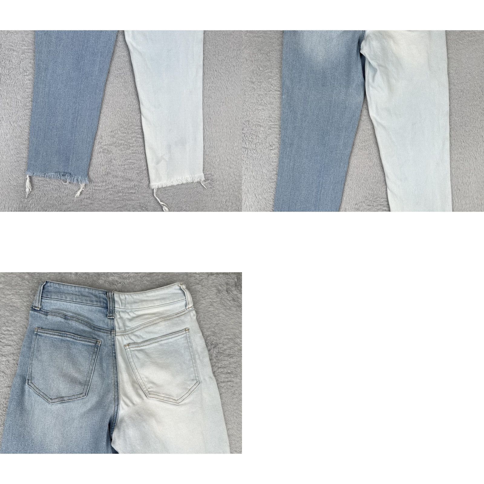 Rsq RSQ Jeans Womens 25 Two Tone High Rise Distressed Raw Hem Light Dark Wash Ripped Jeans Size 42" / US 20 - 10 Thumbnail