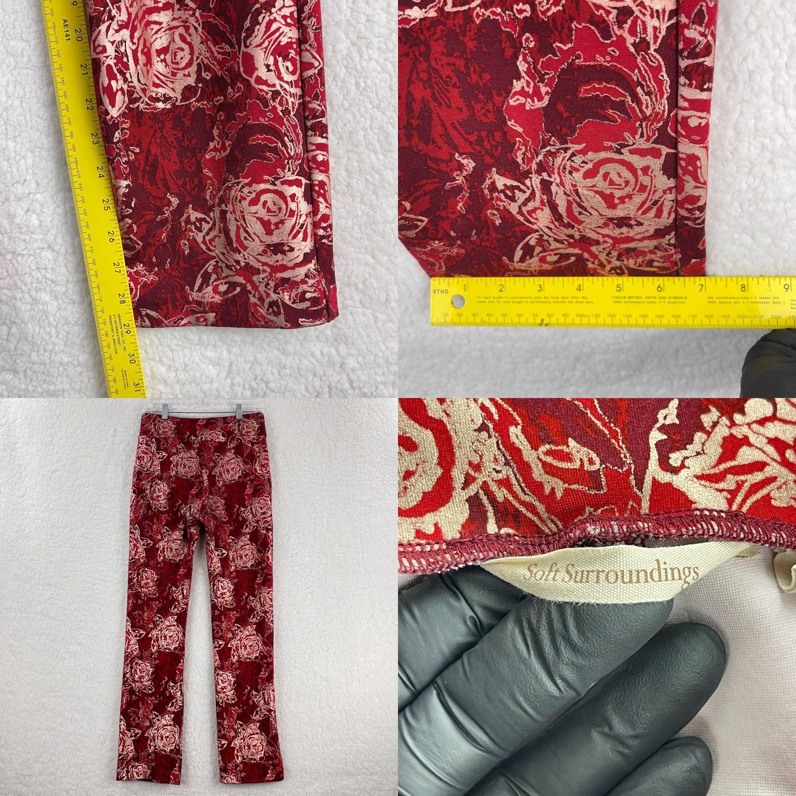 Soft Surroundings Soft Surroundings Red Floral Ponte Straight Leg Pants Womens Pull On Size Small Size 28" / US 6 / IT 42 - 8 Thumbnail