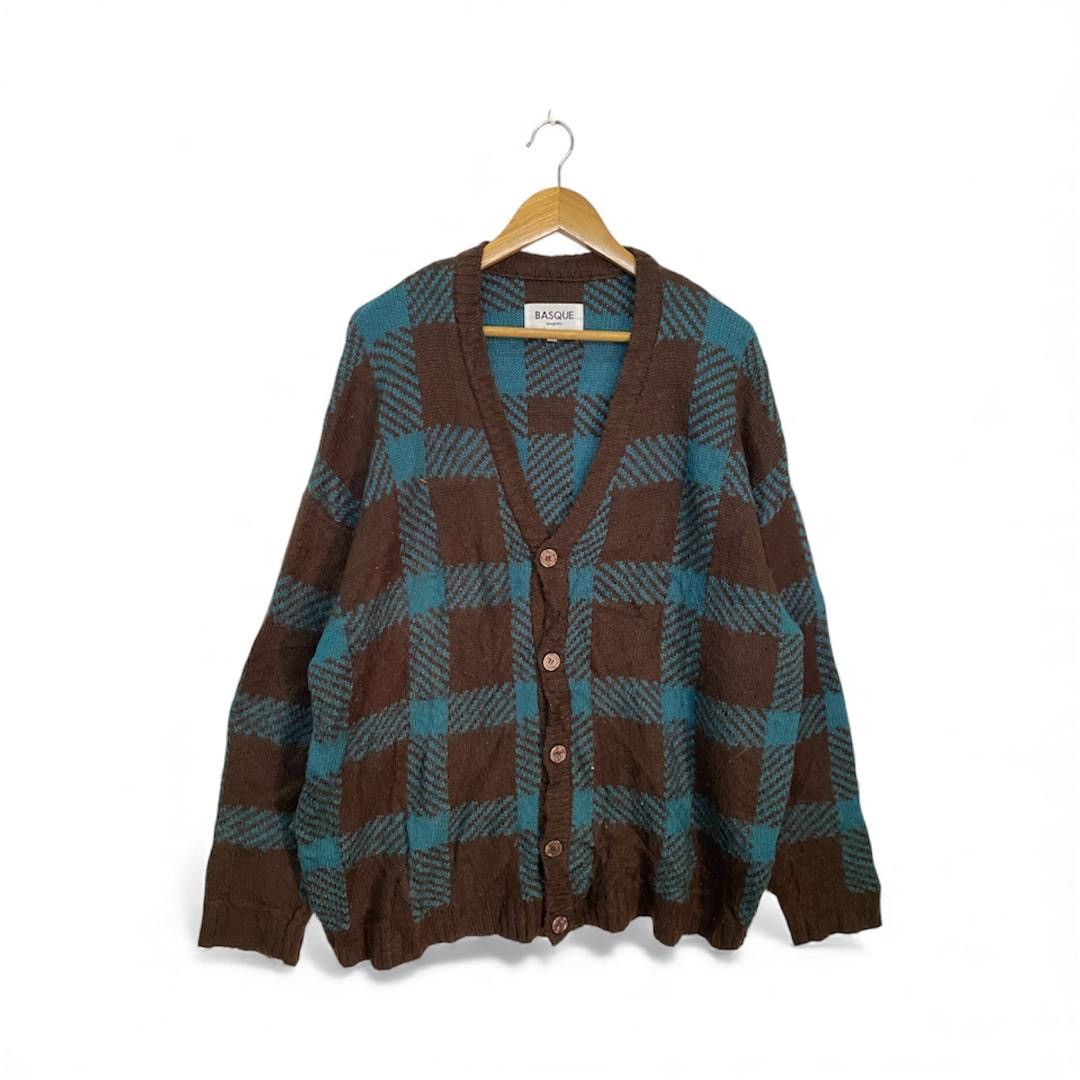 Japanese Brand Vintage Japanese Basque Magenta Cardigan Checked Knit Size US XXL / EU 58 / 5 - 1 Thumbnail