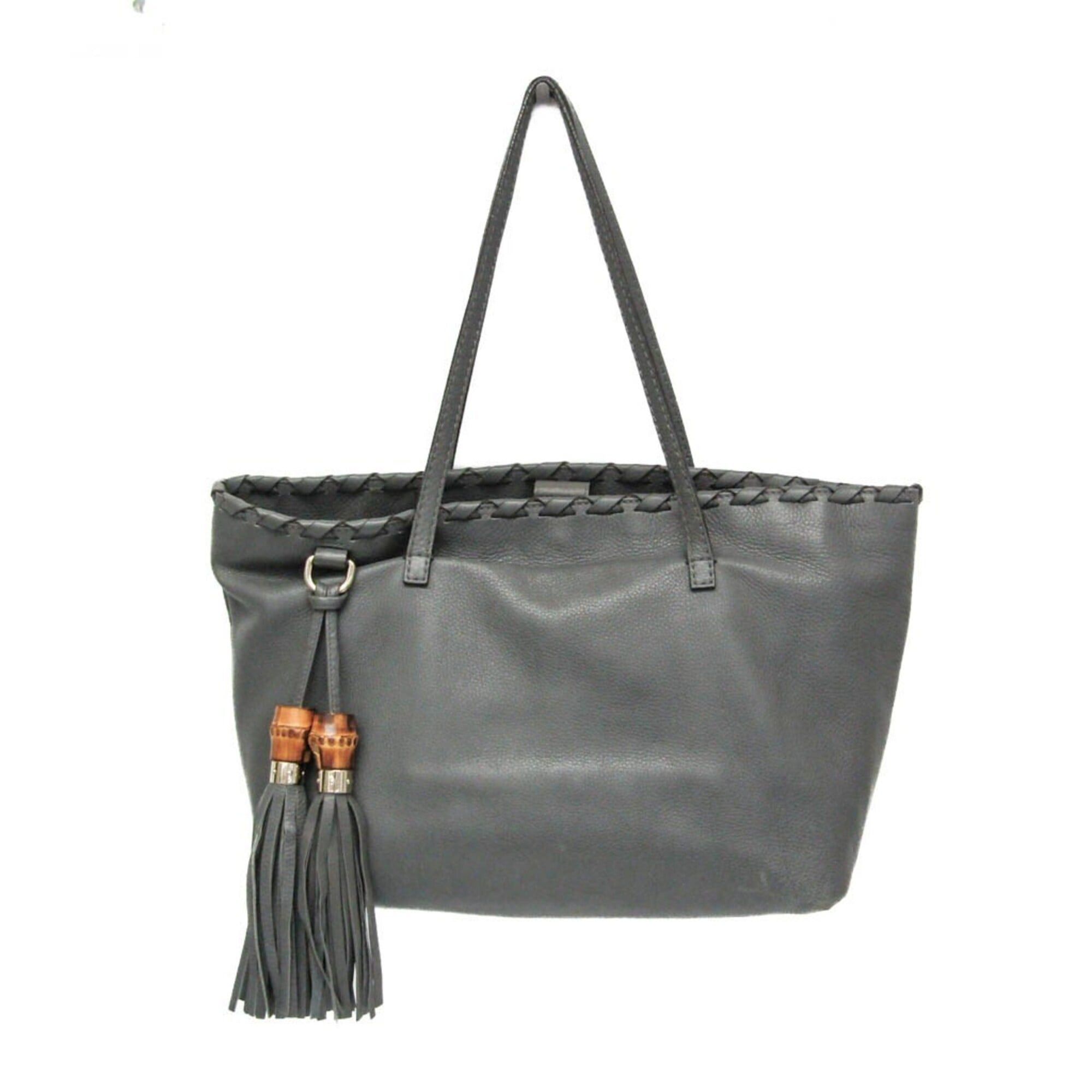 Gucci Gucci Bamboo Tassel 354665 Women's Leather Tote Bag Gray Size ONE SIZE - 1 Thumbnail