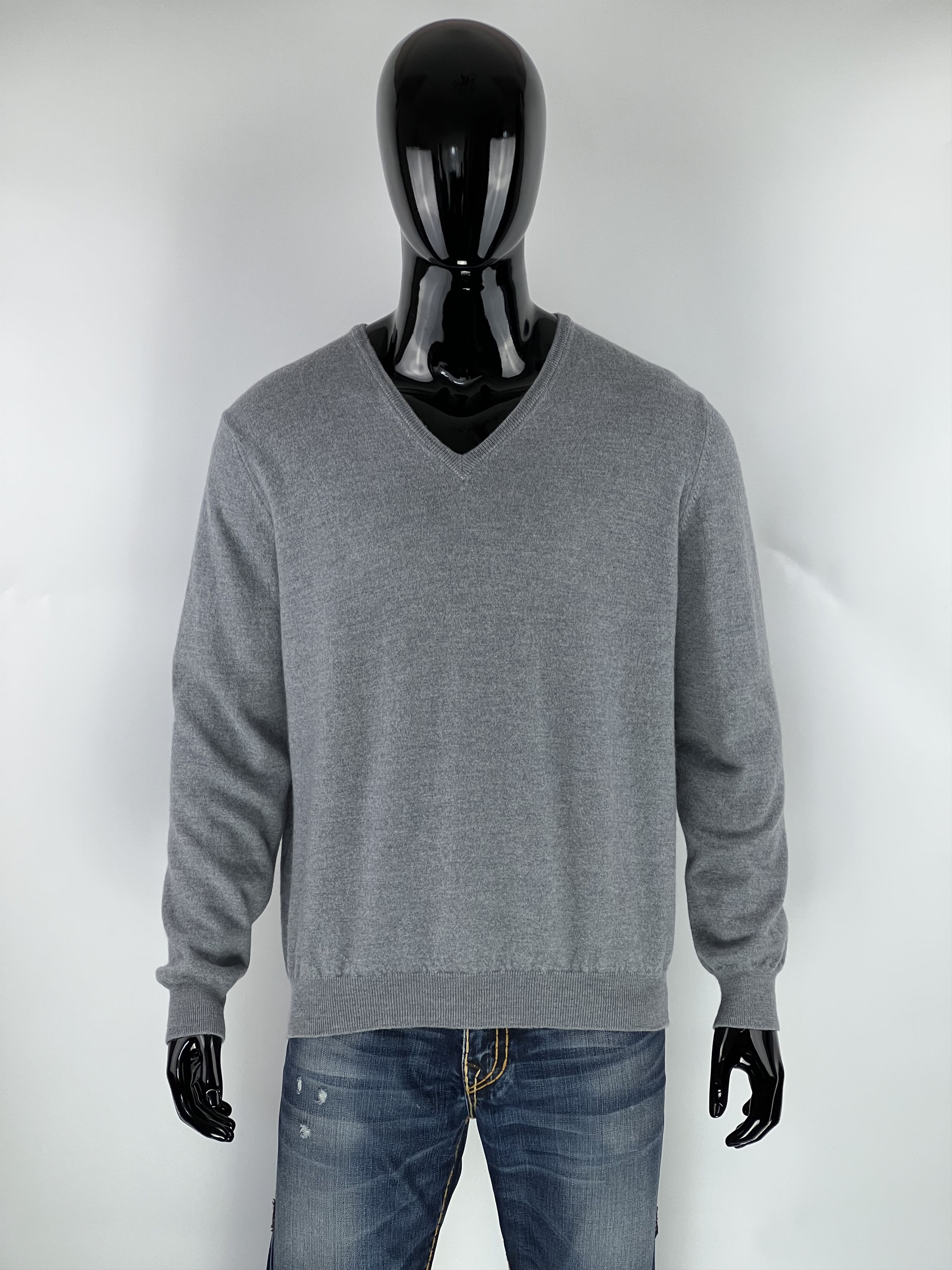 Gran Sasso Gran Sasso Men's Gray 100% Wool V-Neck Sweater Size XL Size US XL / EU 56 / 4 - 1 Thumbnail