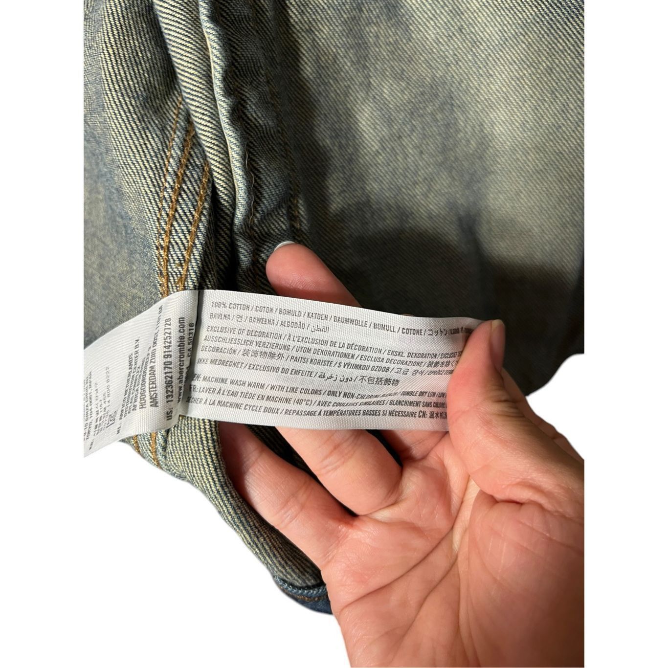 Abercrombie & Fitch Abercrombie & Fitch Mens Medium Blue Washed Trucker Jean Jac Size US M / EU 48-50 / 2 - 7 Thumbnail