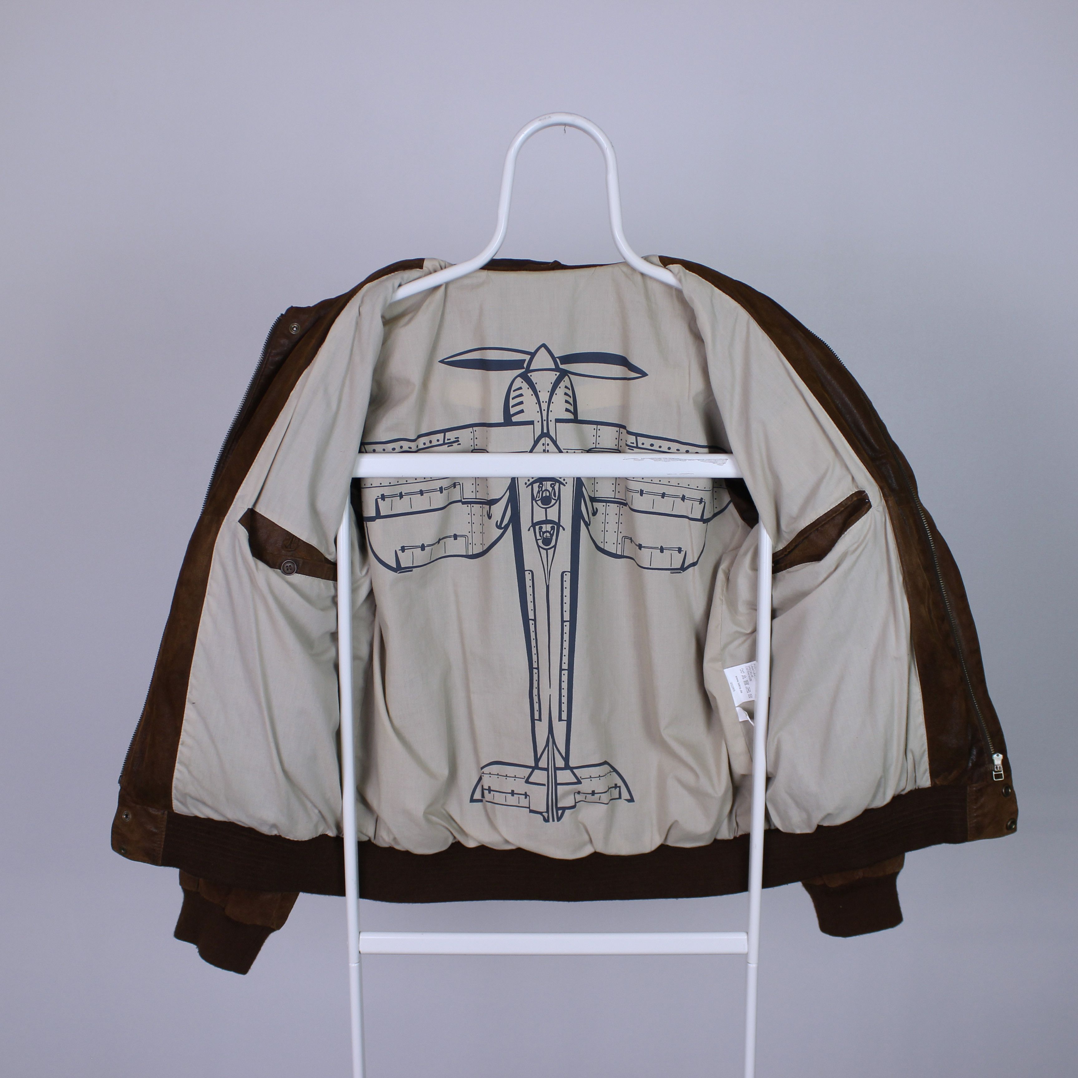 Leather Army leather jacket pilot rare F 21 heavy L XL brown Size US L / EU 52-54 / 3 - 6 Thumbnail