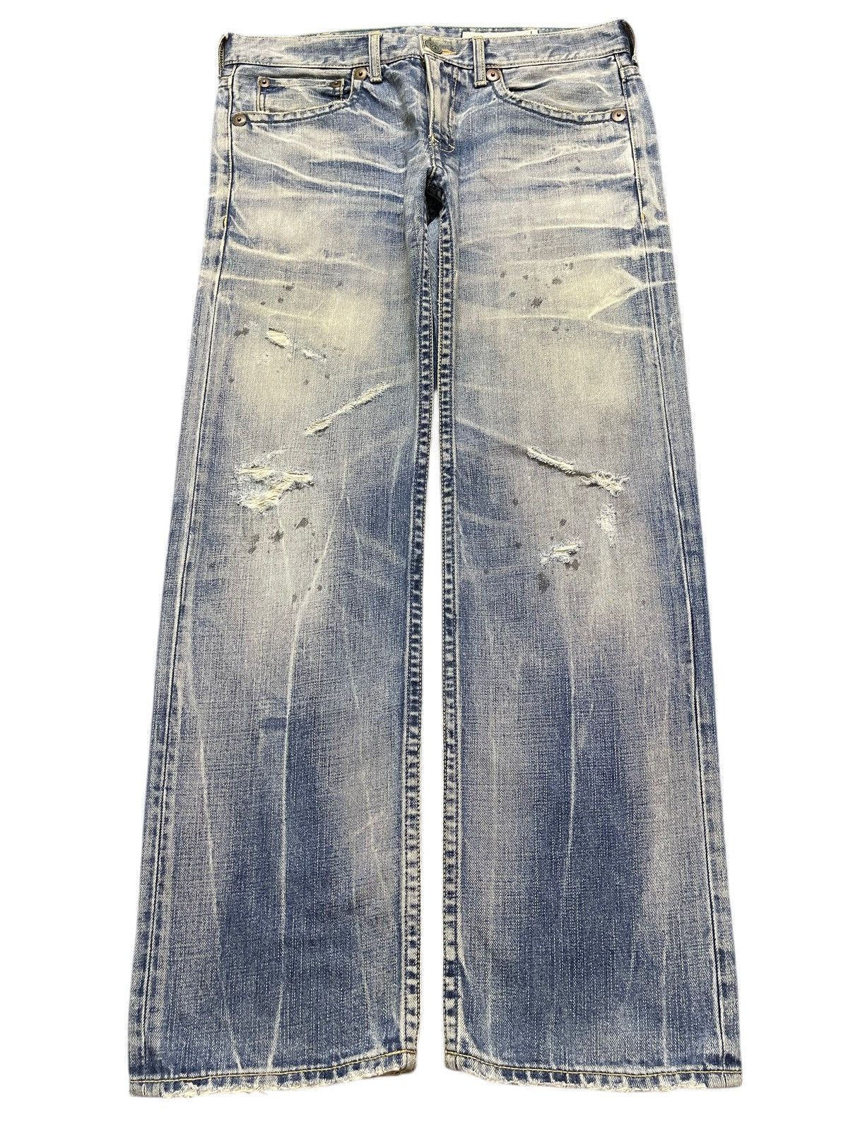 14th Addiction Vintage Japanese Brand Blue Faded Wash Distress Loose Jeans Size US 32 / EU 48 - 1 Thumbnail
