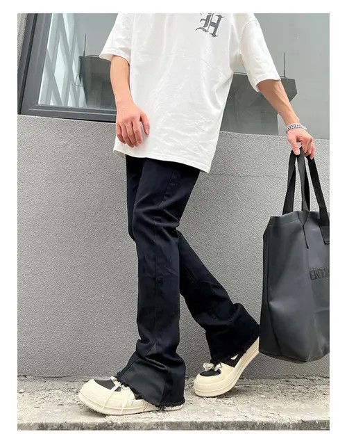 Japanese Brand × Vintage Y2K Black Flared Baggy Leg Jeans Size US 31 - 3 Thumbnail