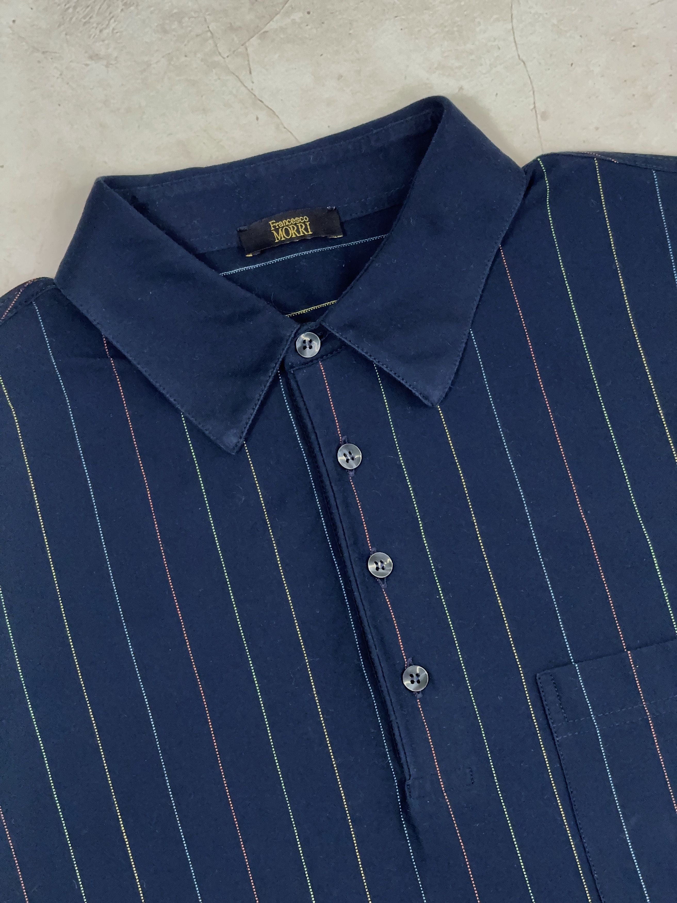 Vintage Vintage Francesco Morri Polo T-Shirt Navy Blue & Striped Size US M / EU 48-50 / 2 - 5 Thumbnail