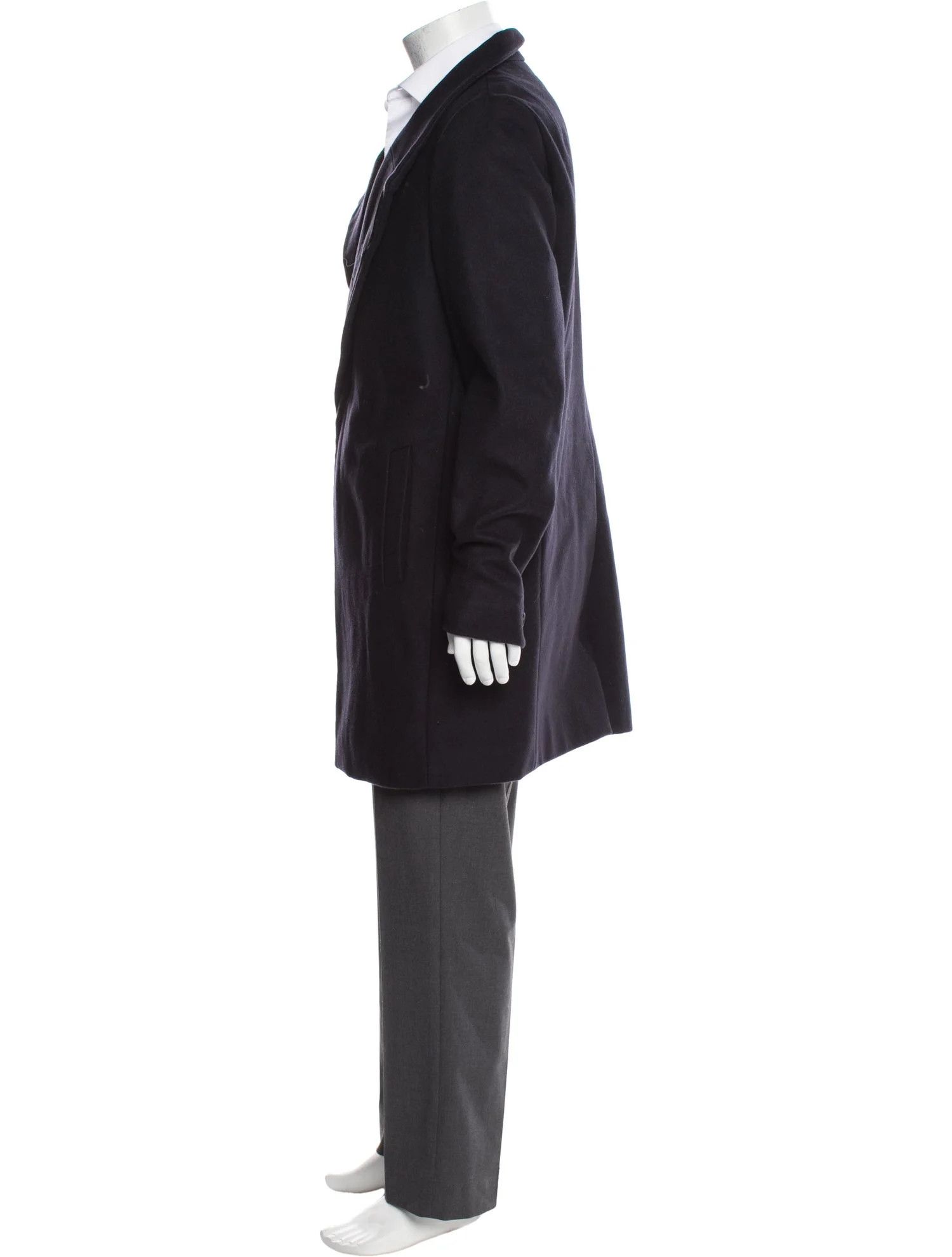 Allsaints AllSaints Wool Overcoat – Navy Size US M / EU 48-50 / 2 - 2 Thumbnail