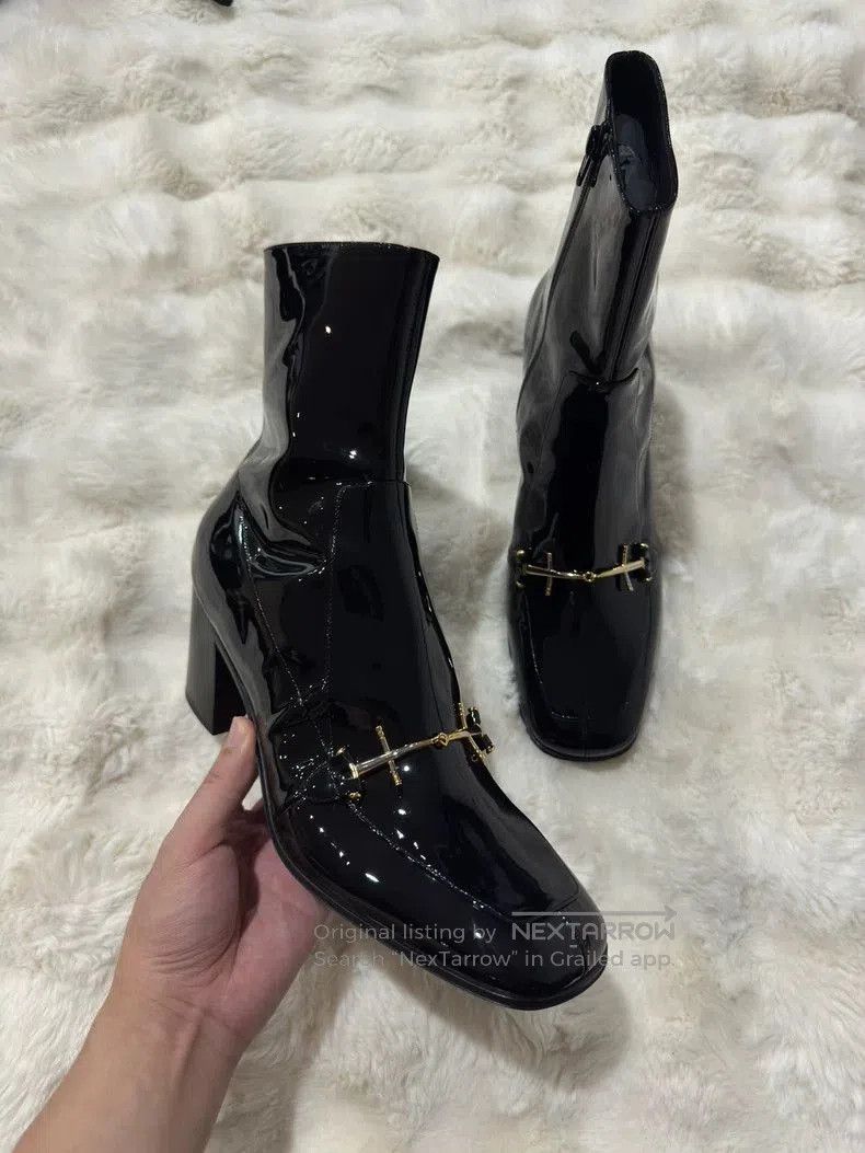 Saint Laurent Paris Saint Laurent Black Patent Leather Boots . Size US 10.5 / EU 43-44 - 3 Thumbnail