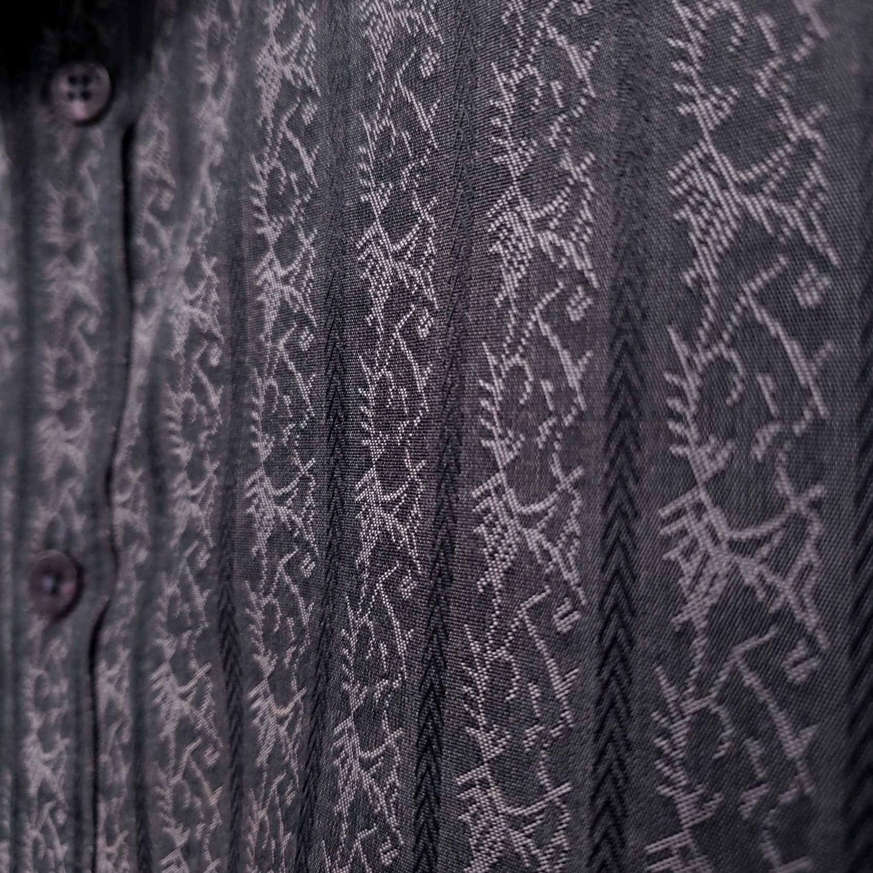 Vintage 7 Diamonds Button-Up Shirt Mens L Gray Nightlife Long Sleeve Collared, 42 Chest, Cotton Blend, Button, Regular Fit Size US L / EU 52-54 / 3 - 4 Thumbnail