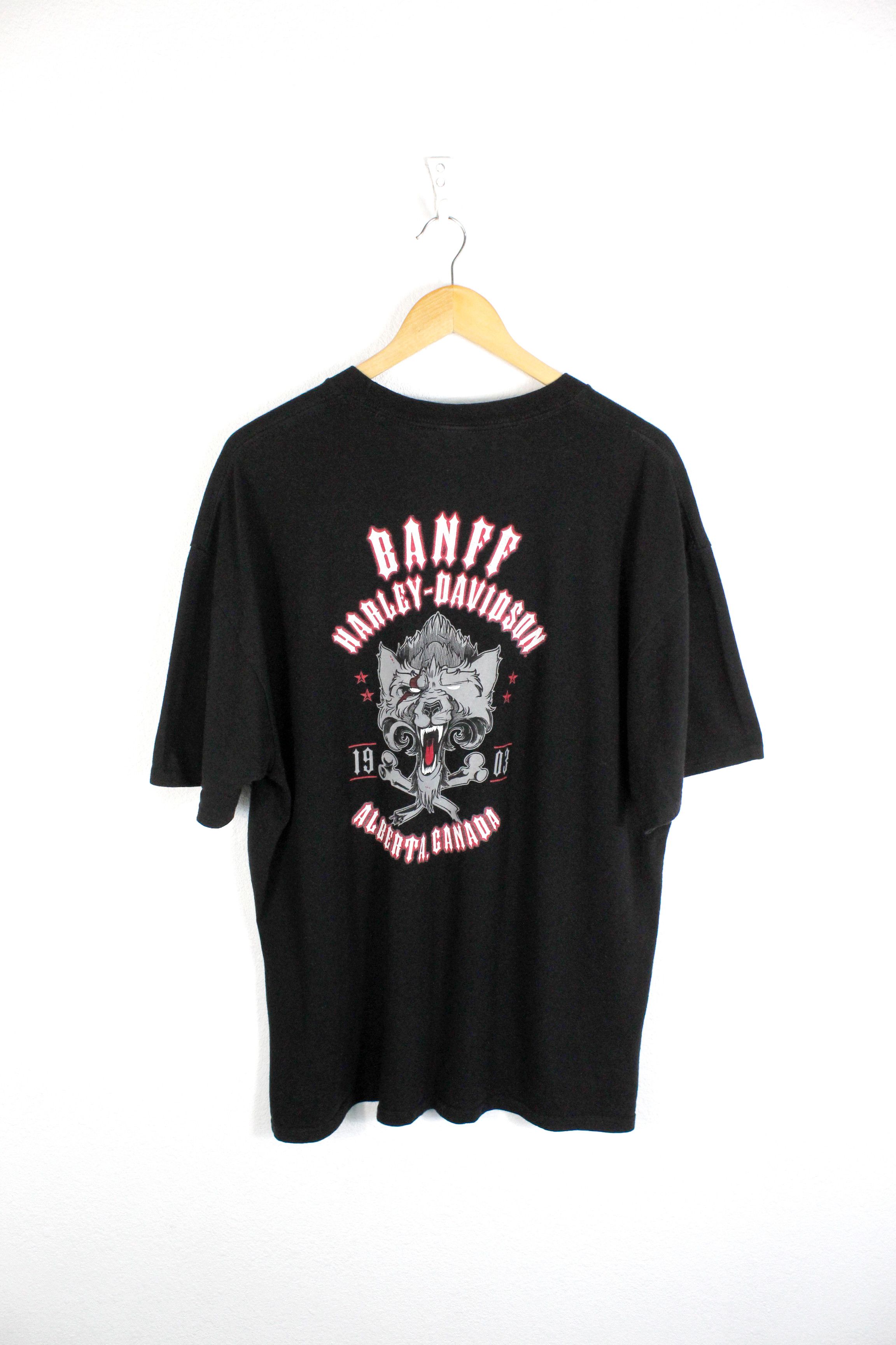 Harley Davidson Harley Davidson Banff Alberta Canada Wolf Graphic Tee Size US XL / EU 56 / 4 - 4 Thumbnail