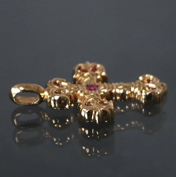 Chrome Hearts Chrome Hearts 22k Pave Pink Sapphire Filigree Cross Size ONE SIZE - 3 Thumbnail