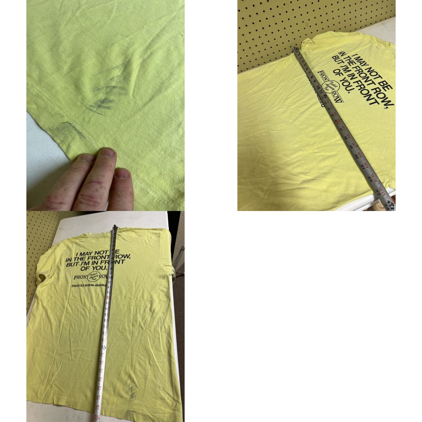 Fruit Of The Loom VINTAGE Fruit of the Loom T-Shirt Front Row Ticket XL Yellow Men 90s Band Concert Short Sleeve Crew Neck Size US XL / EU 56 / 4 - 8 Thumbnail