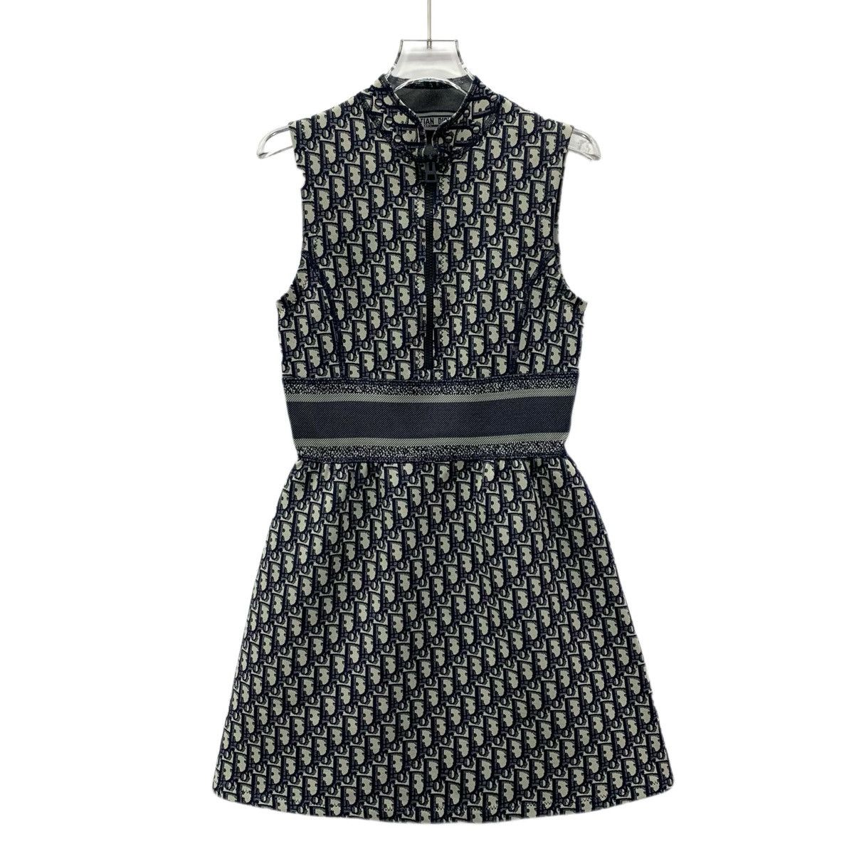 Dior Dior All-over Logo Jacquard Half-zip Sleeveless Dress K26WX Size XXS / US 00 / IT 34 - 1 Thumbnail