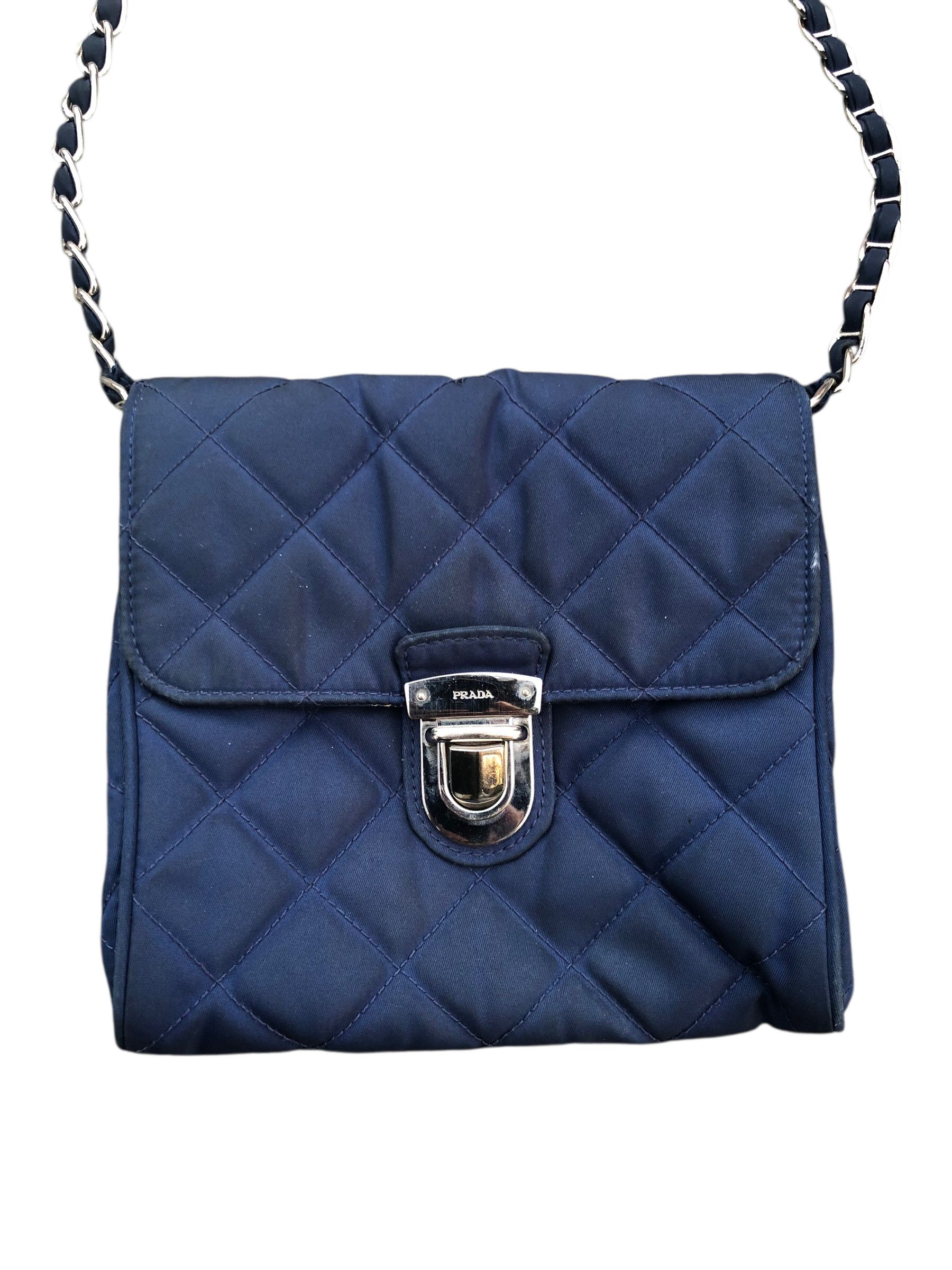 Prada 💯🔥PRADA MILANO Blues Tessuto Impuntu Chain Shoulder Bag Size ONE SIZE - 3 Thumbnail