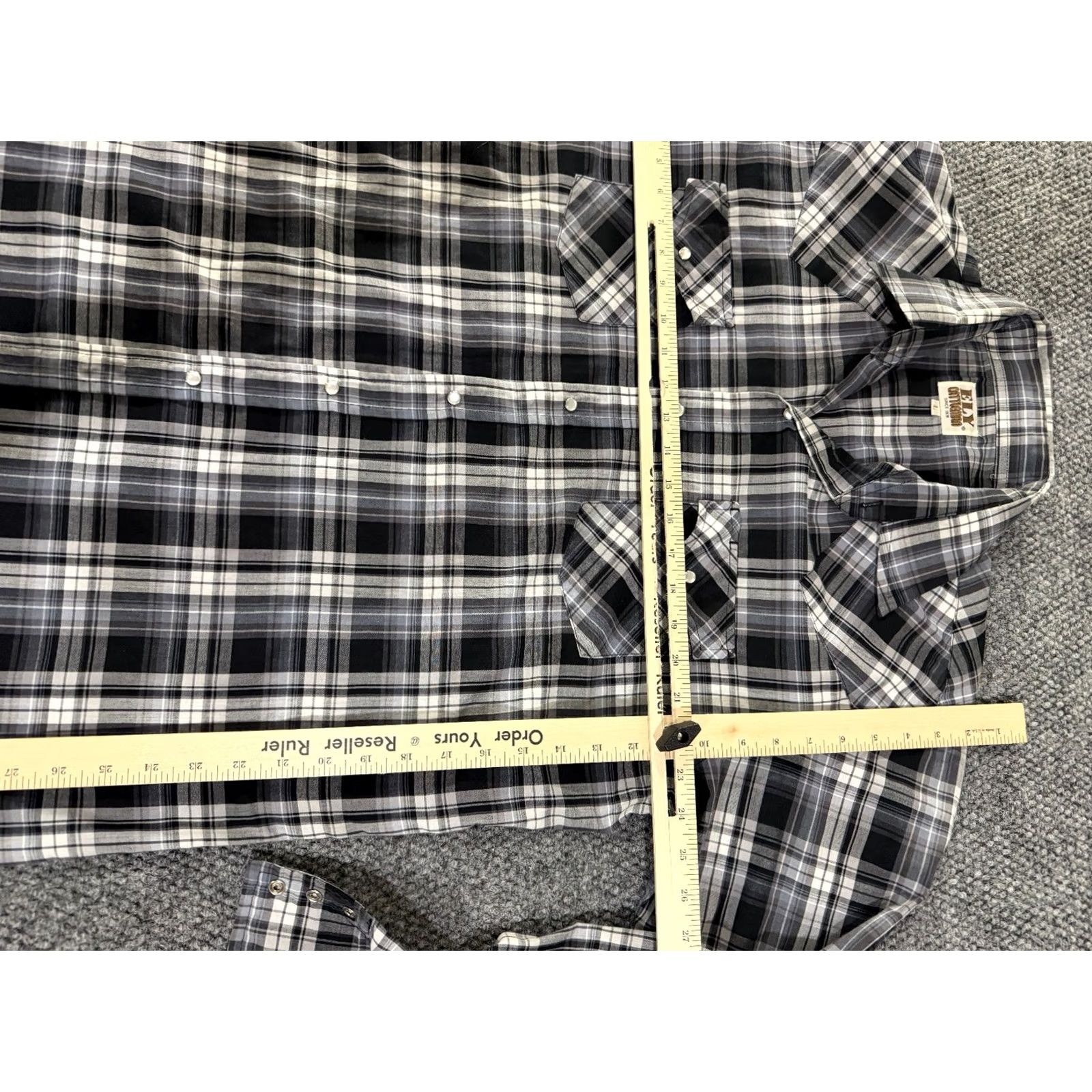Vintage Ely Cattleman Button-Up Shirt Mens L Black Plaid Western Snap Button-up Shirt Mens Large Black plaid Western Pearl snap Size US L / EU 52-54 / 3 - 2 Thumbnail