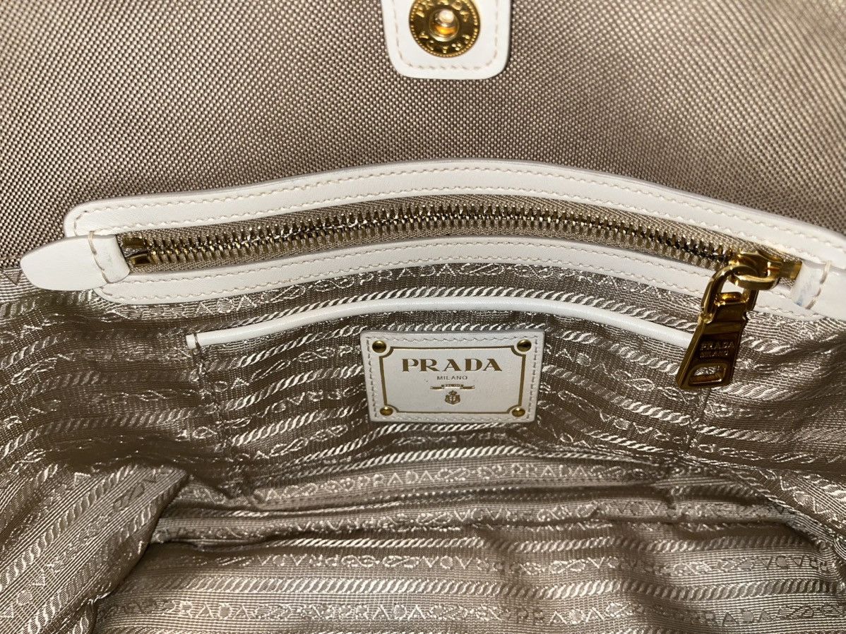 Prada PRADA Tote Bag Logo Jacquard Ribbon Canvas Leather Size ONE SIZE - 5 Thumbnail
