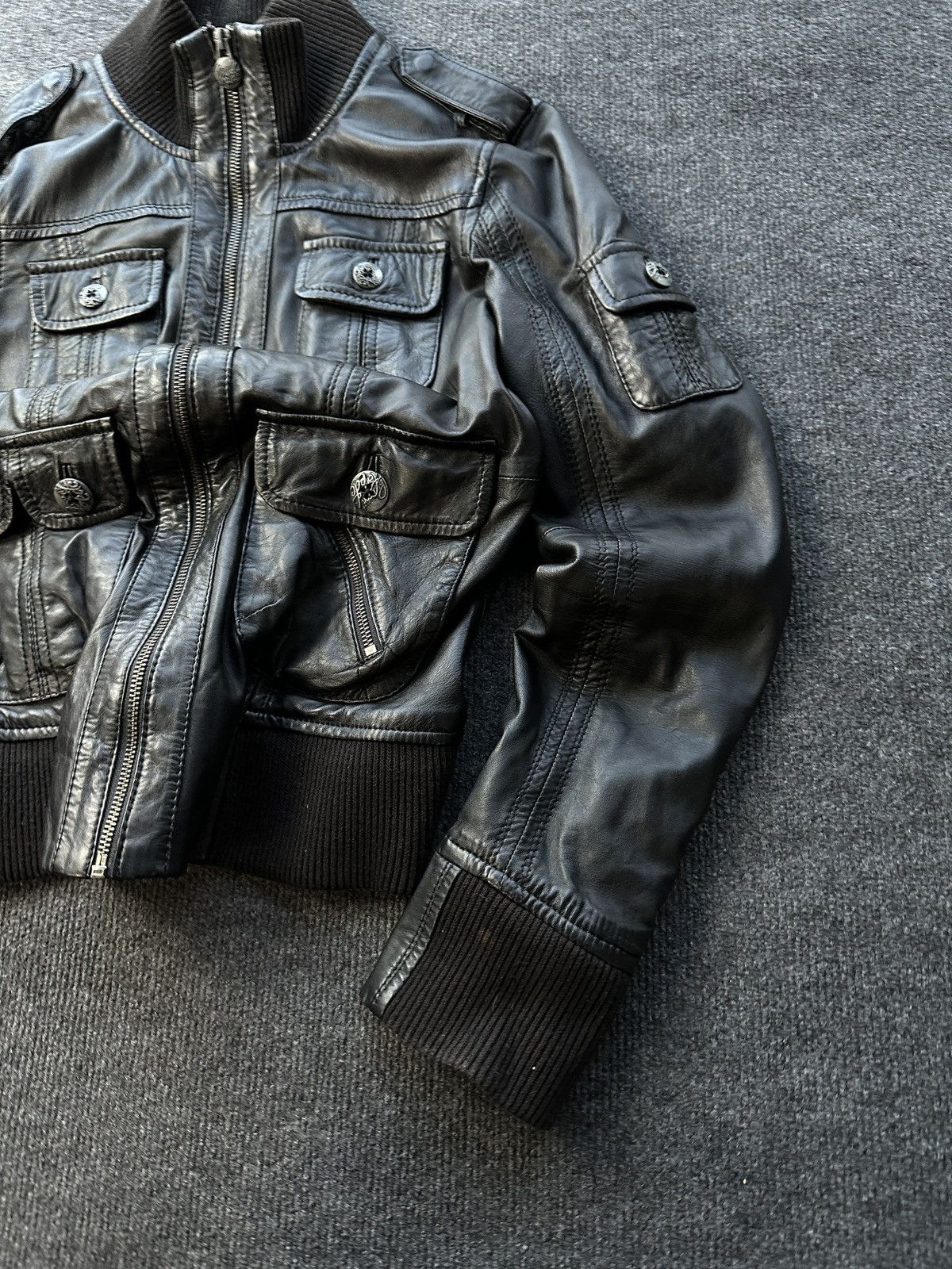 Leather 🚨 LEATHER WOMEN OPIUM MULTIPOCKET JACKET ZIP AVANT GARDE Size M / US 6-8 / IT 42-44 - 3 Thumbnail