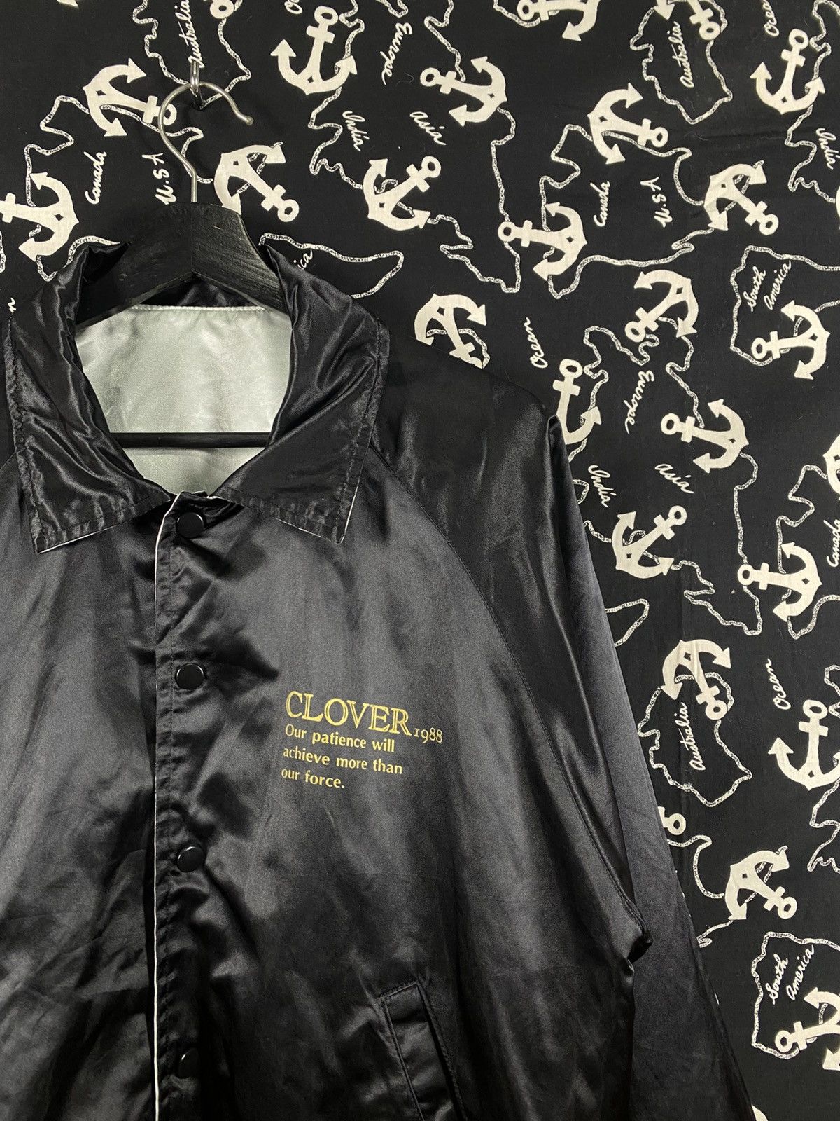 Vintage Vintage CLOVER Satin Coach Jacket Tennis Team Style Silver Size US M / EU 48-50 / 2 - 15 Thumbnail