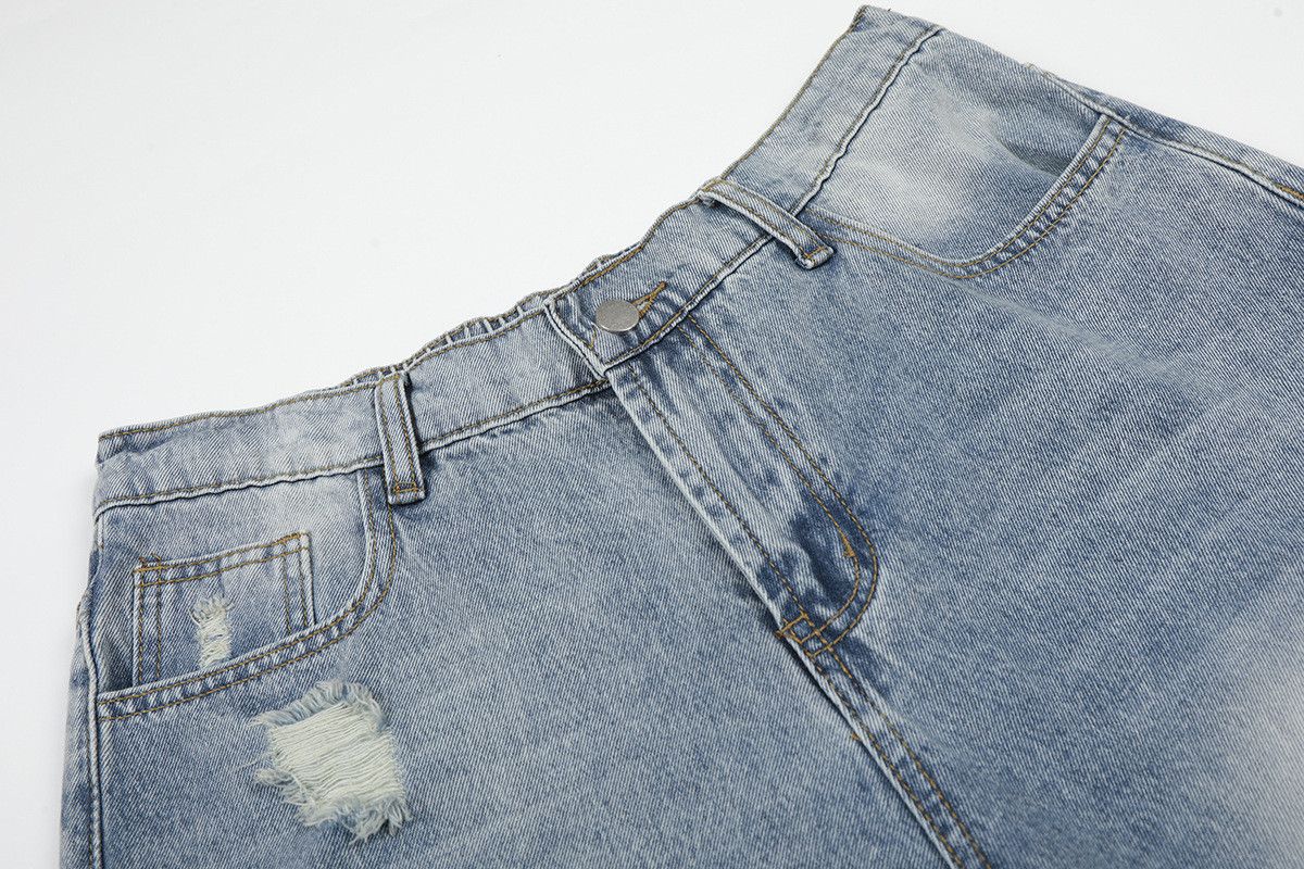 Jean Retro washed men's ripped straight leg denim shorts Size US 32 / EU 48 - 3 Thumbnail