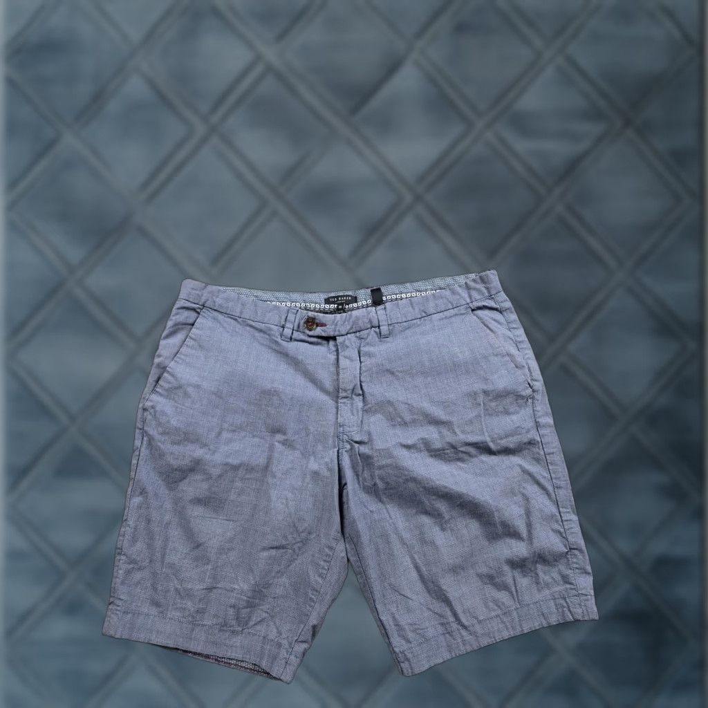Ted Baker Ted Baker Shorts Mens 38 Gray Check Chino Flat Front Casual 9" Inseam Summer Mens Size US 38 / EU 54 - 1 Thumbnail