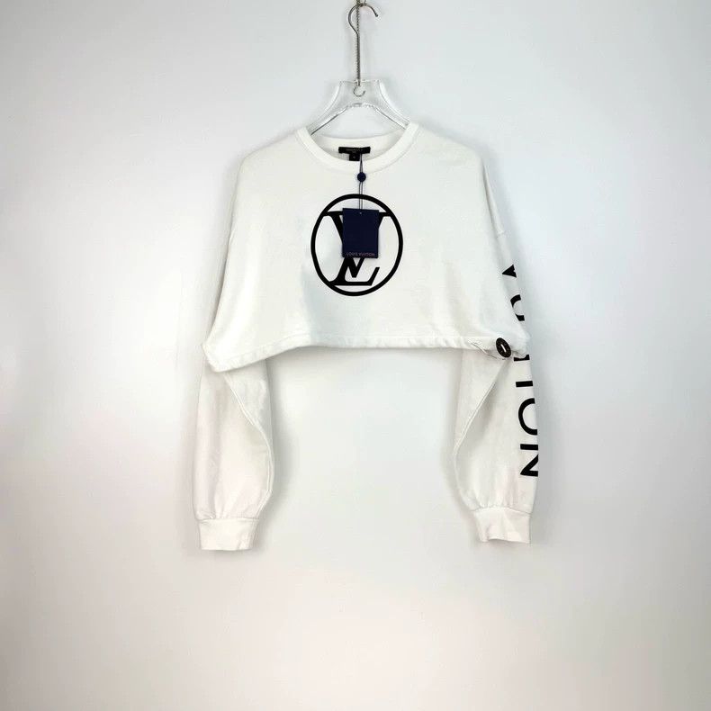 Louis Vuitton Louis Vuitton White classic logo cropped sweatshirt 2505-Ne Size M / US 6-8 / IT 42-44 - 3 Thumbnail