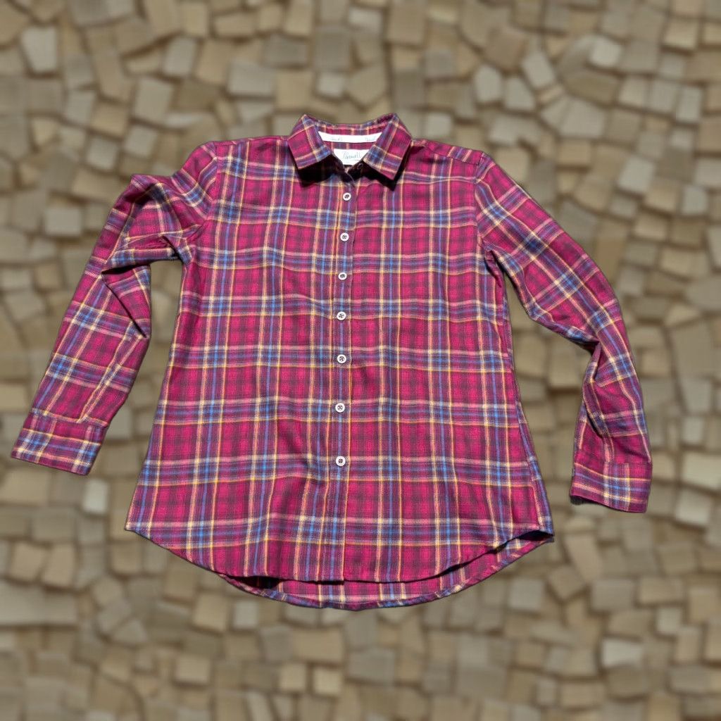 Vintage Purnell Shirt Women's Medium Purple Orange Blue Plaid Long Sleeve Button Up Size M / US 6-8 / IT 42-44 - 1 Thumbnail